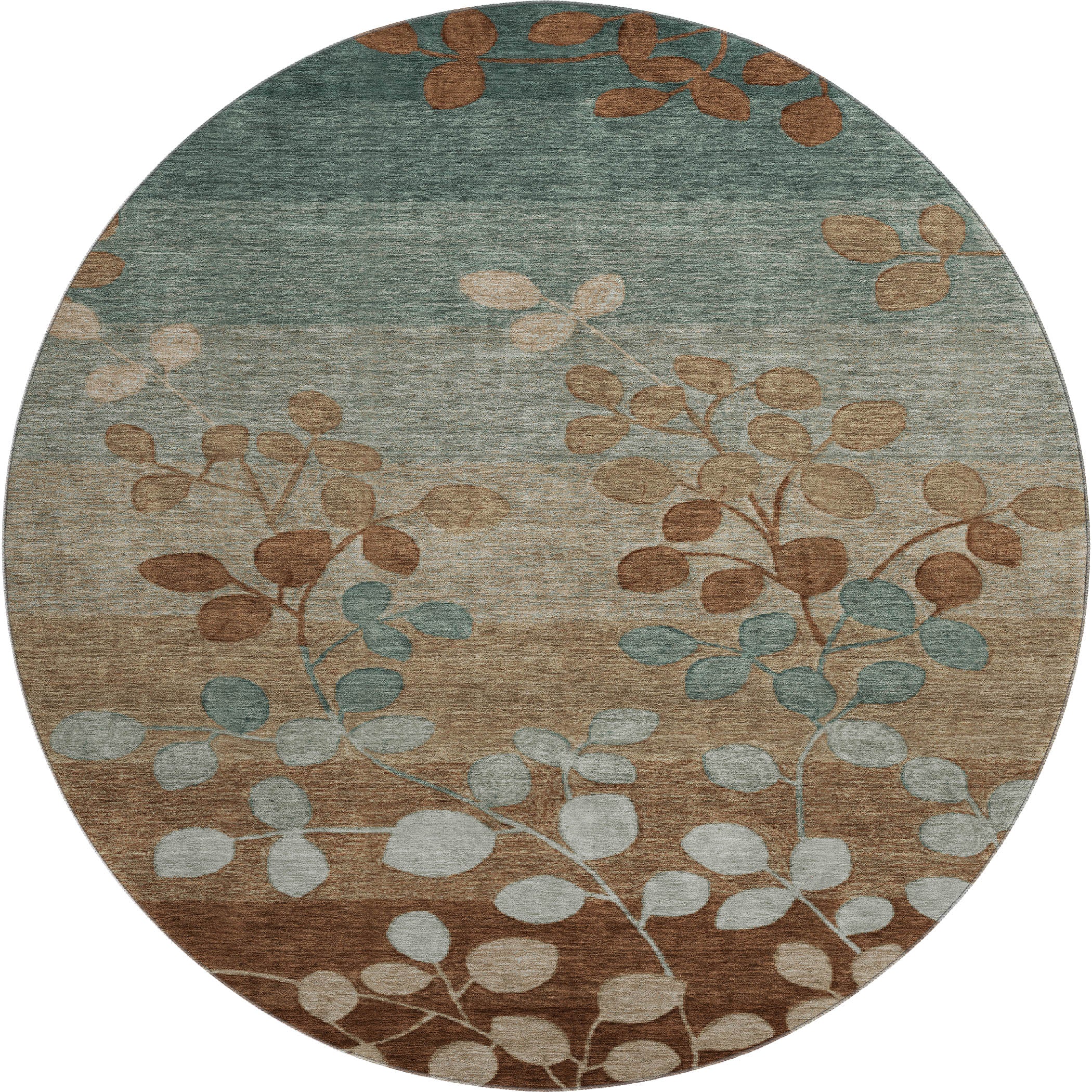 Dubrovnik Machine Washable Transitional Mocha Brown Rug 8' x 8' #shape_Round
