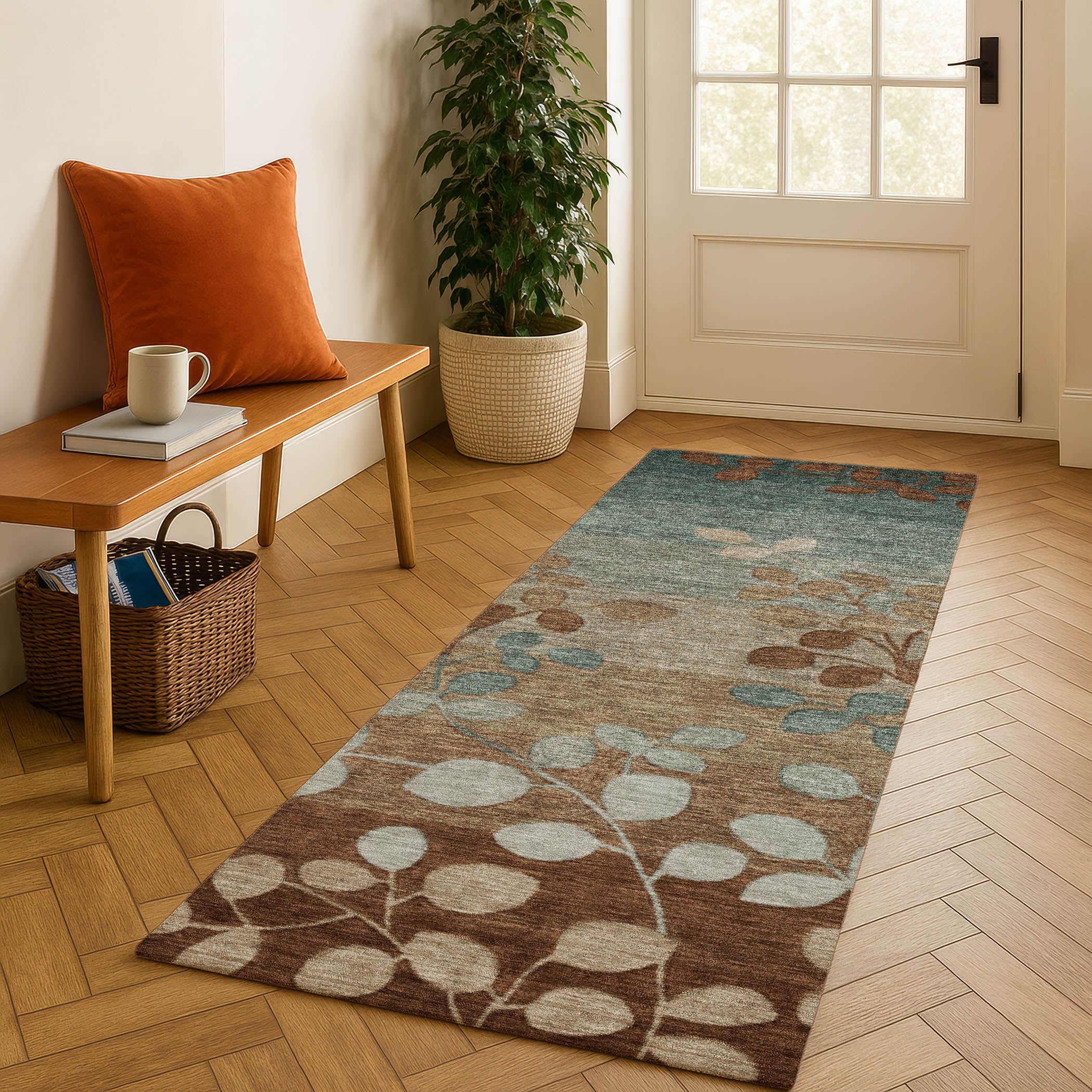 Dubrovnik Machine Washable Transitional Mocha Brown Rug 2'3" x 7'6" #shape_Runner
