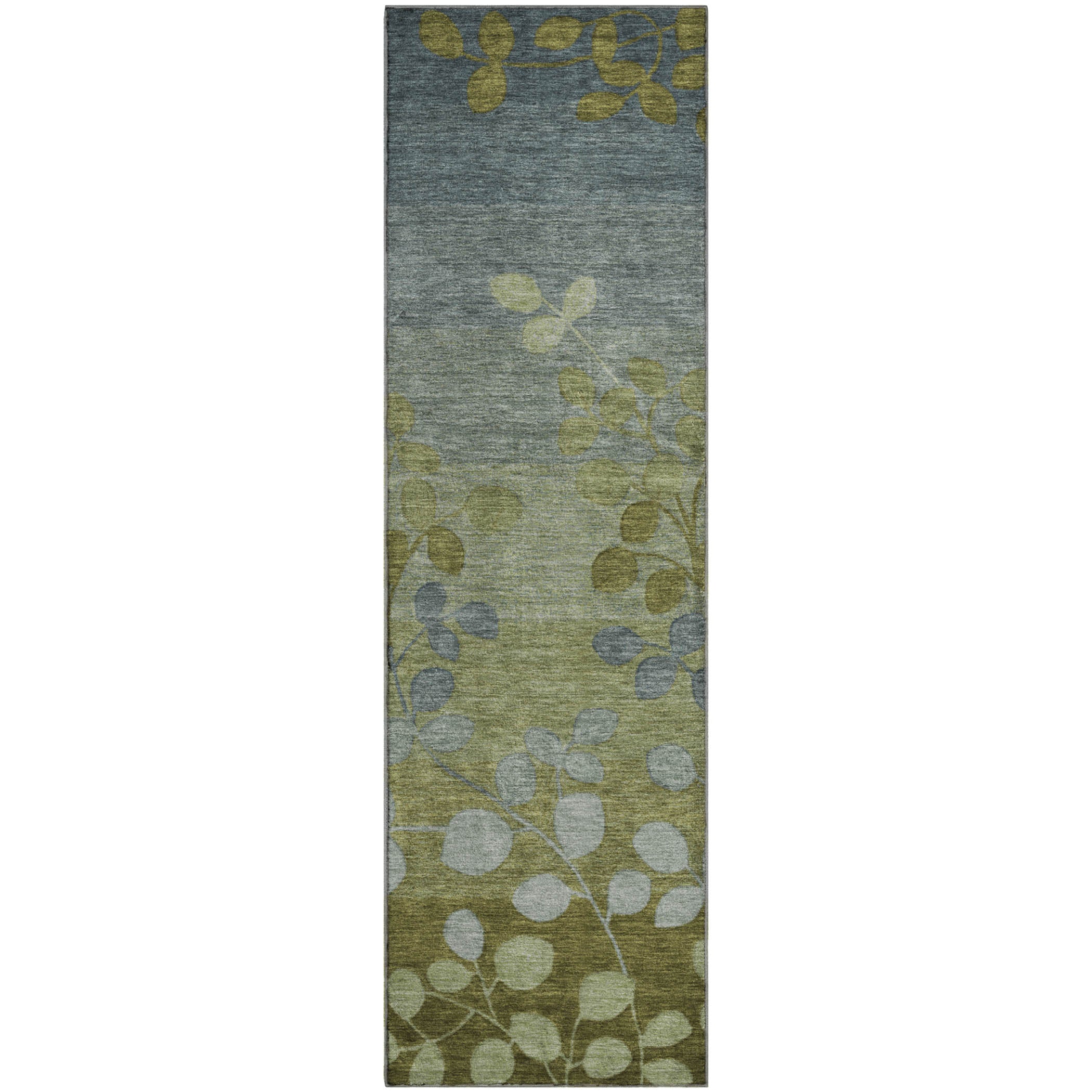 Dubrovnik Machine Washable Transitional Olive Green Rug 2'3" x 7'6" #shape_Runner