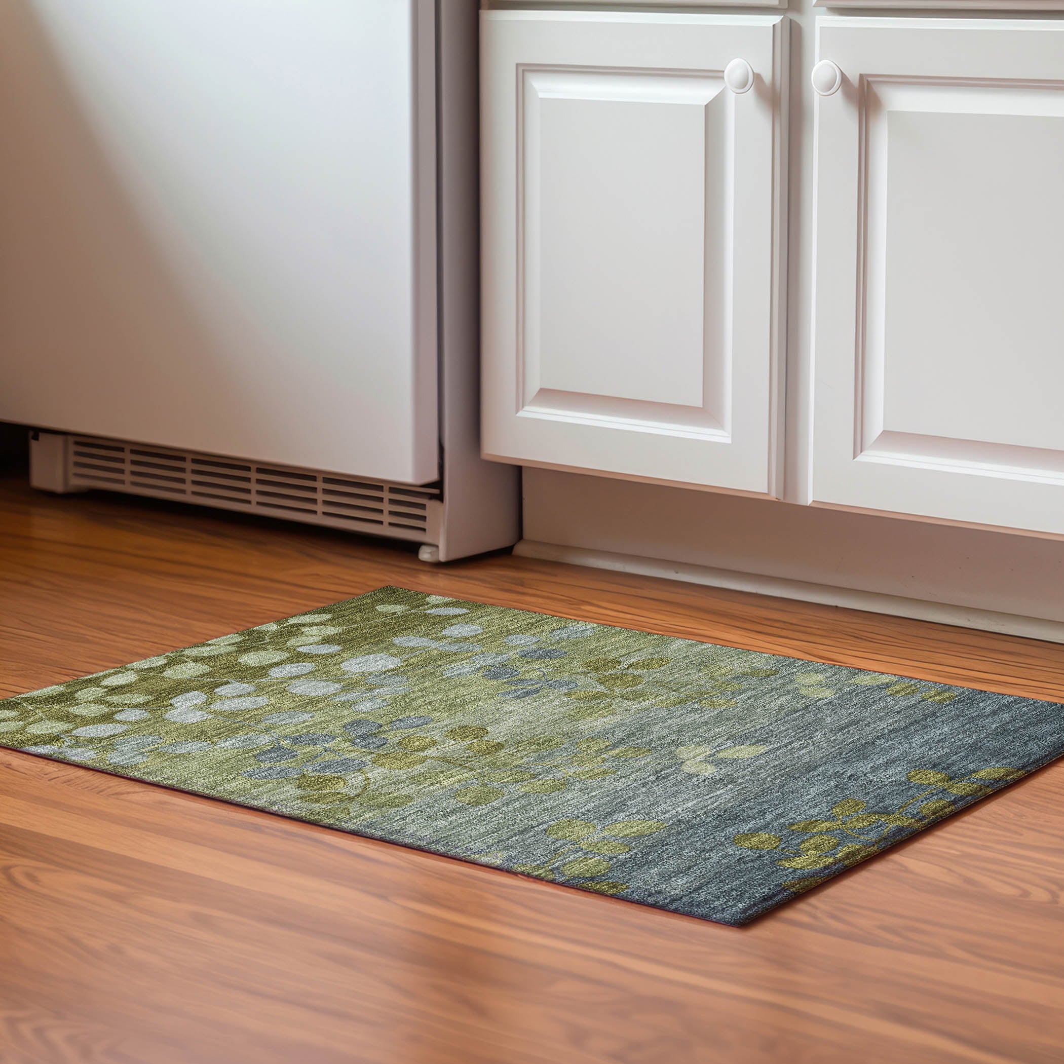 Dubrovnik Machine Washable Transitional Olive Green Rug 1'8" x 2'6" #shape_Rectangle
