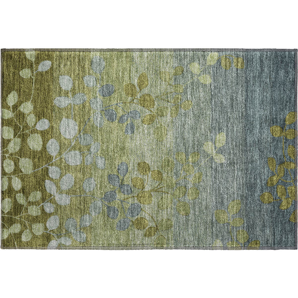 Dubrovnik Machine Washable Transitional Olive Green Rug 1'8" x 2'6"