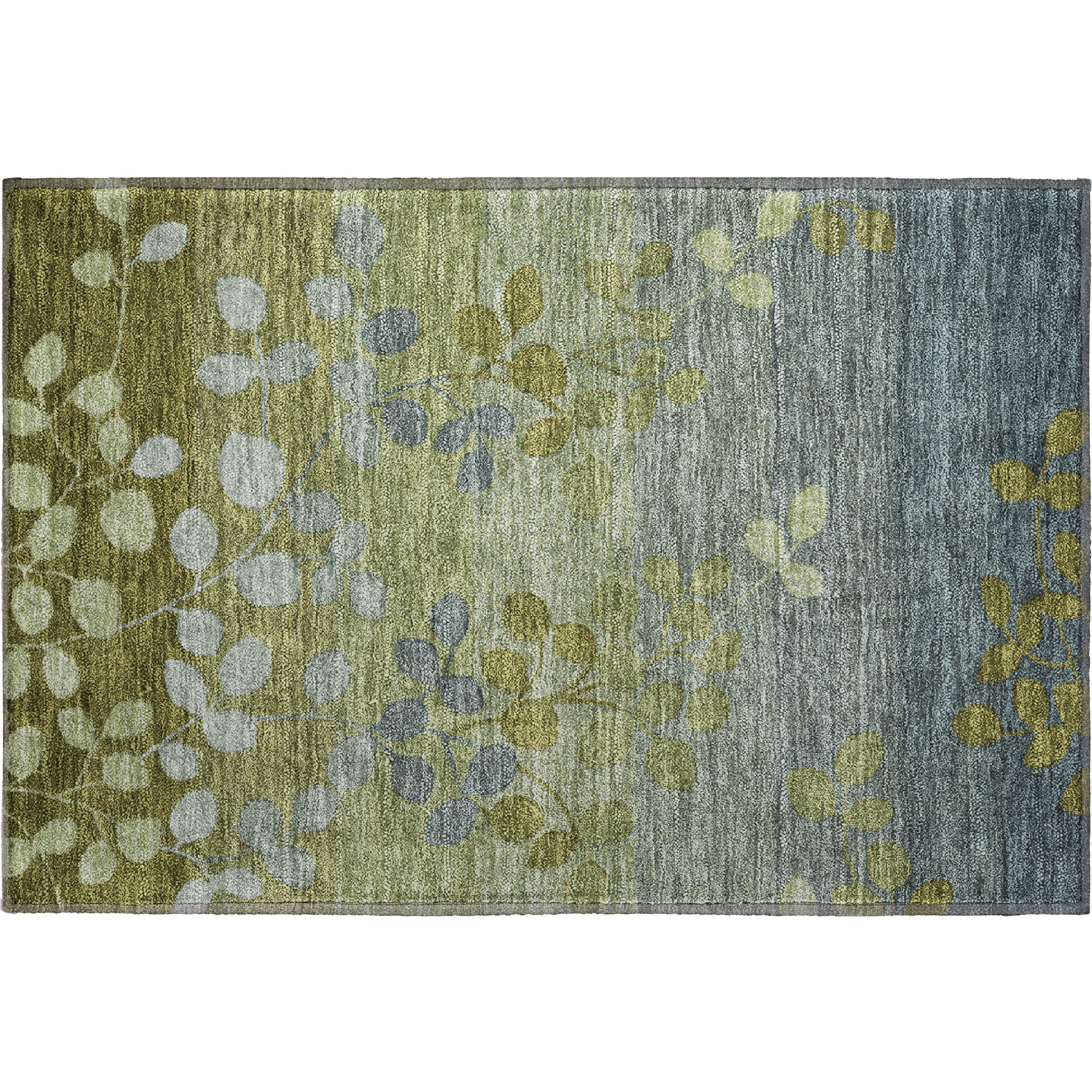 Dubrovnik Machine Washable Transitional Olive Green Rug 1'8" x 2'6" #shape_Rectangle