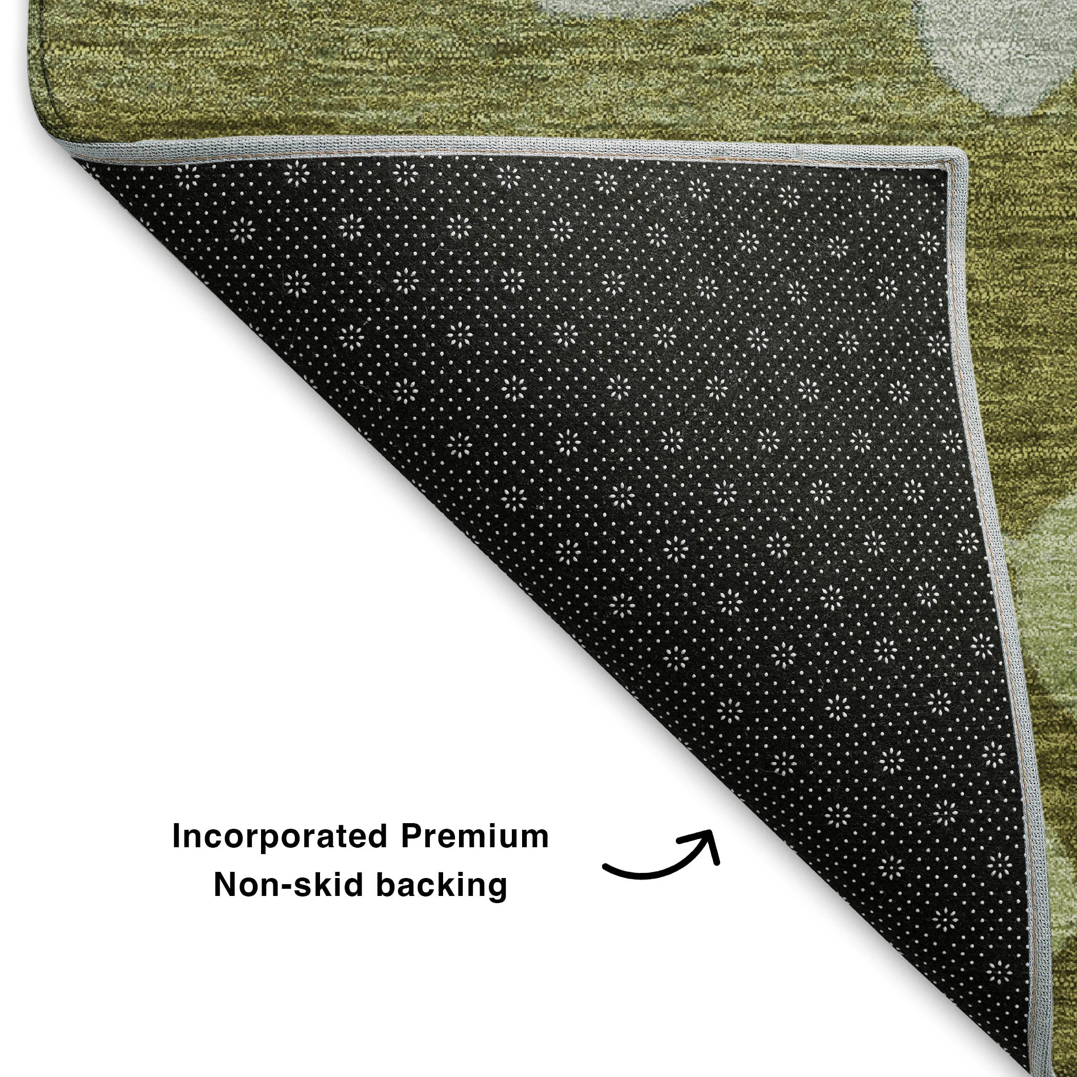 Dubrovnik Machine Washable Transitional Olive Green Rug 1'8" x 2'6" #shape_Rectangle
