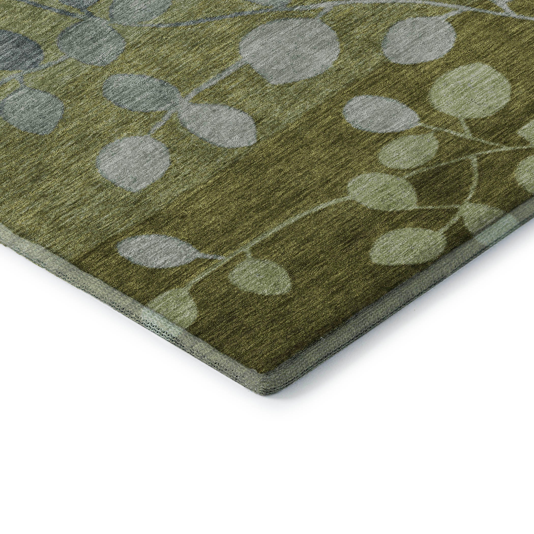 Dubrovnik Machine Washable Transitional Olive Green Rug 1'8" x 2'6" #shape_Rectangle