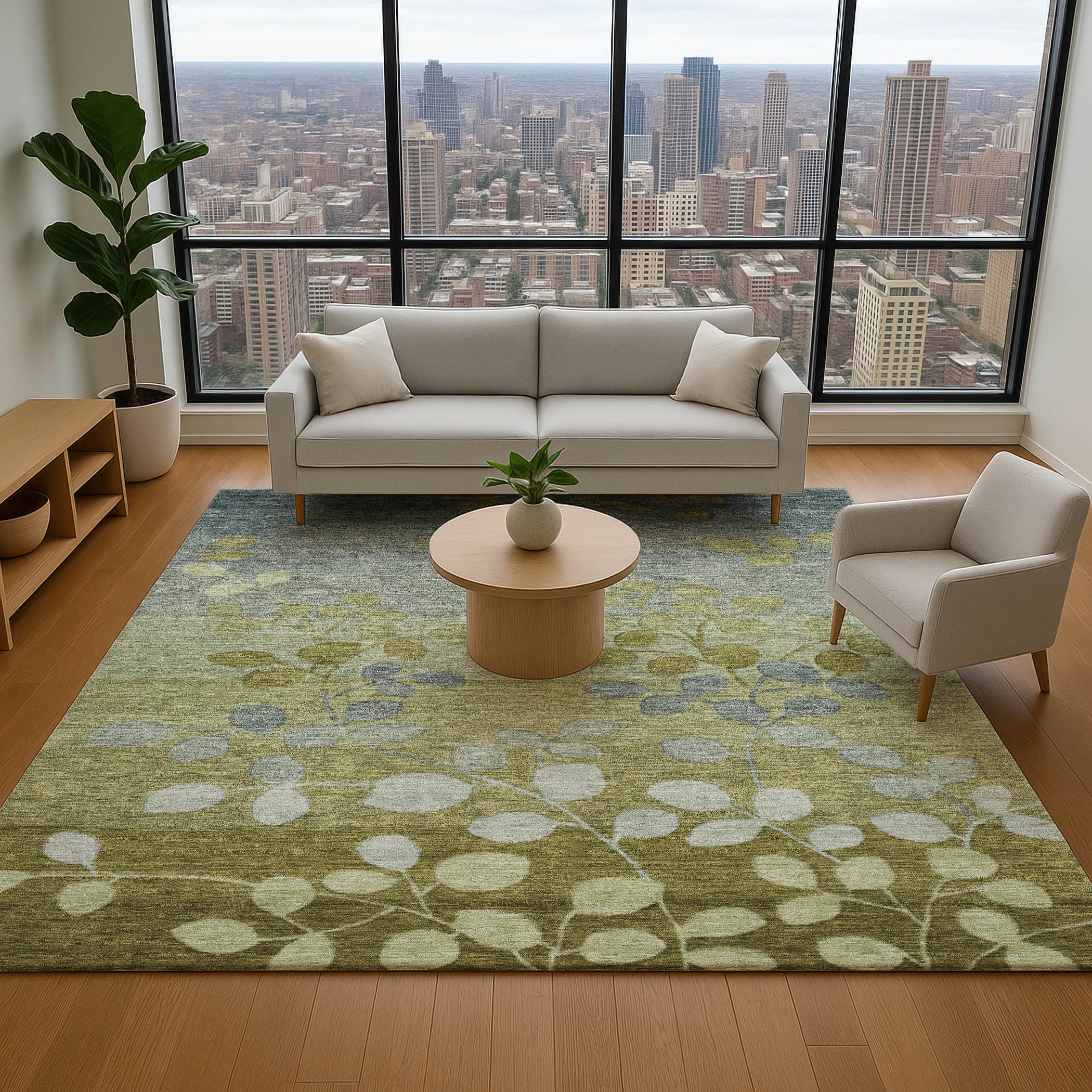 Dubrovnik Machine Washable Transitional Olive Green Rug 2'6" x 3'10" #shape_Rectangle