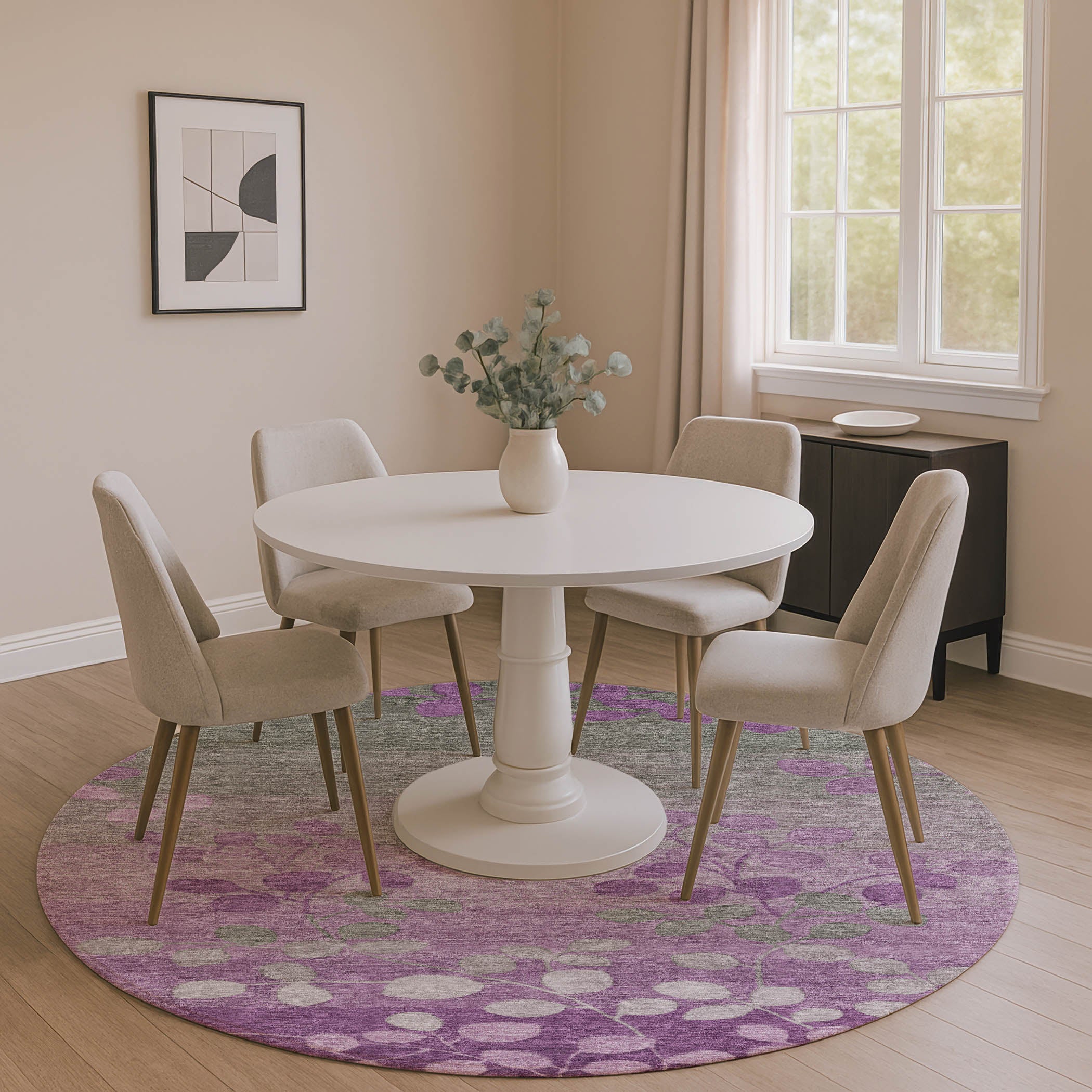 Dubrovnik Machine Washable Transitional Purple Rug 8' x 8' #shape_Round