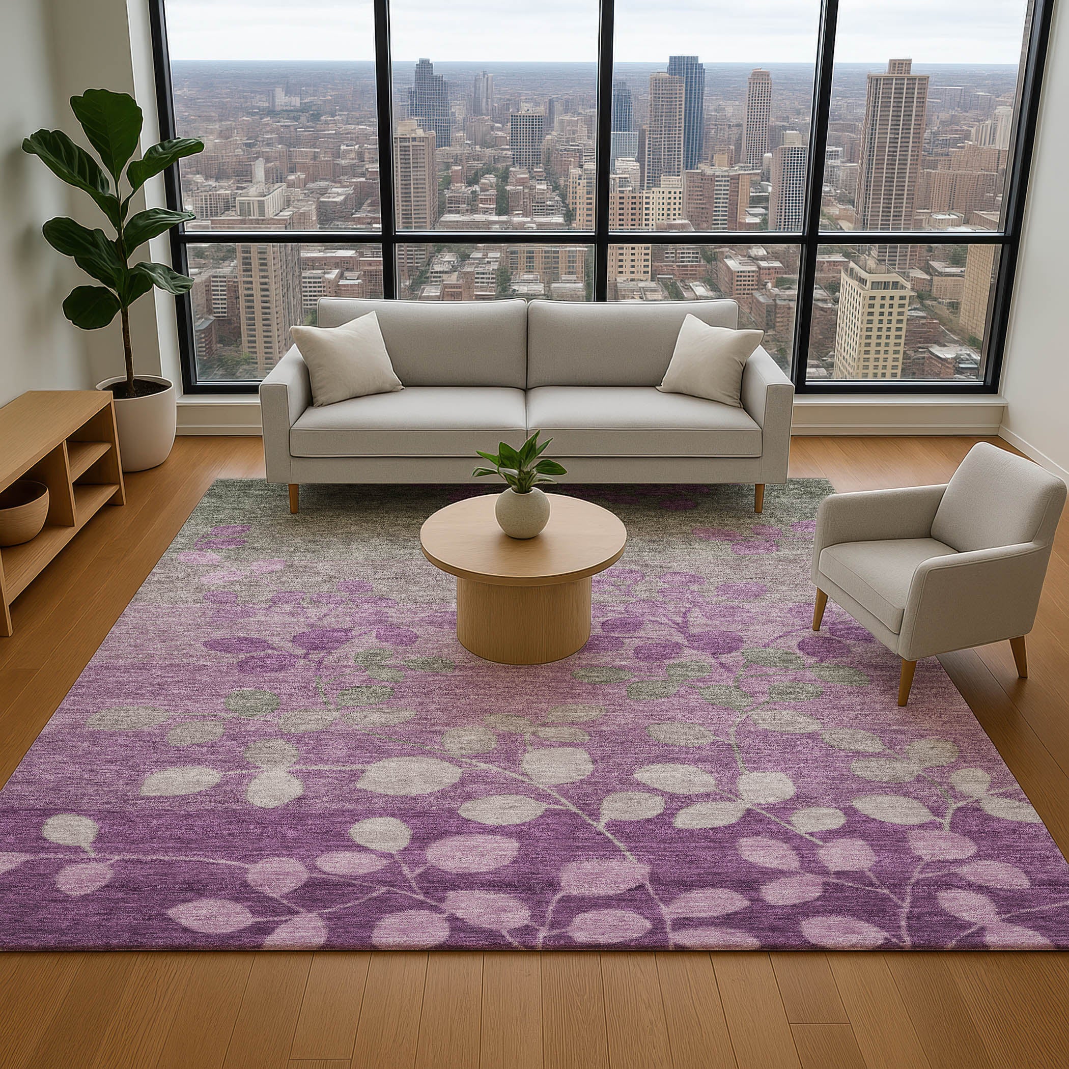 Dubrovnik Machine Washable Transitional Purple Rug 2'6" x 3'10" #shape_Rectangle