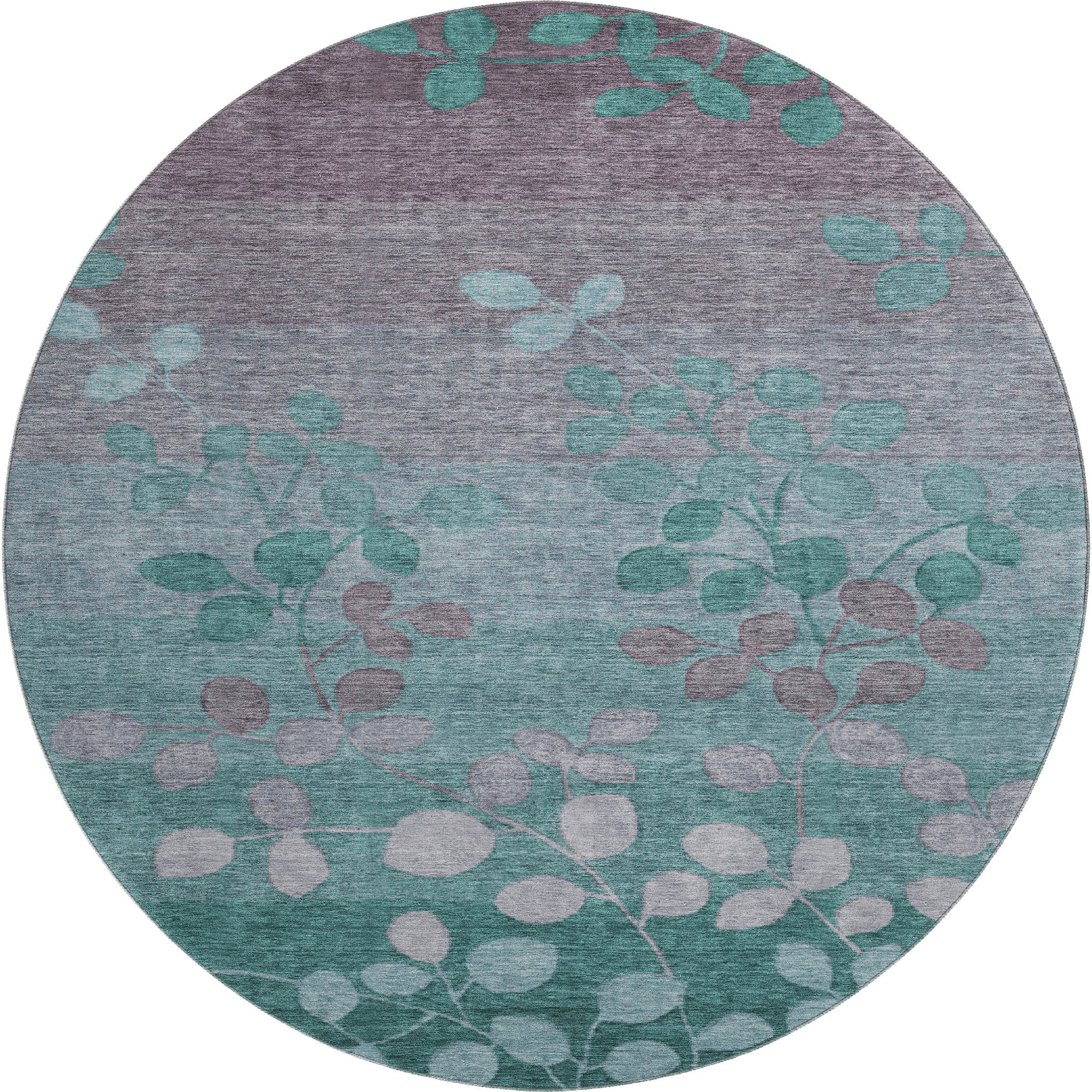 Dubrovnik Machine Washable Transitional Teal Rug 8' x 8' #shape_Round