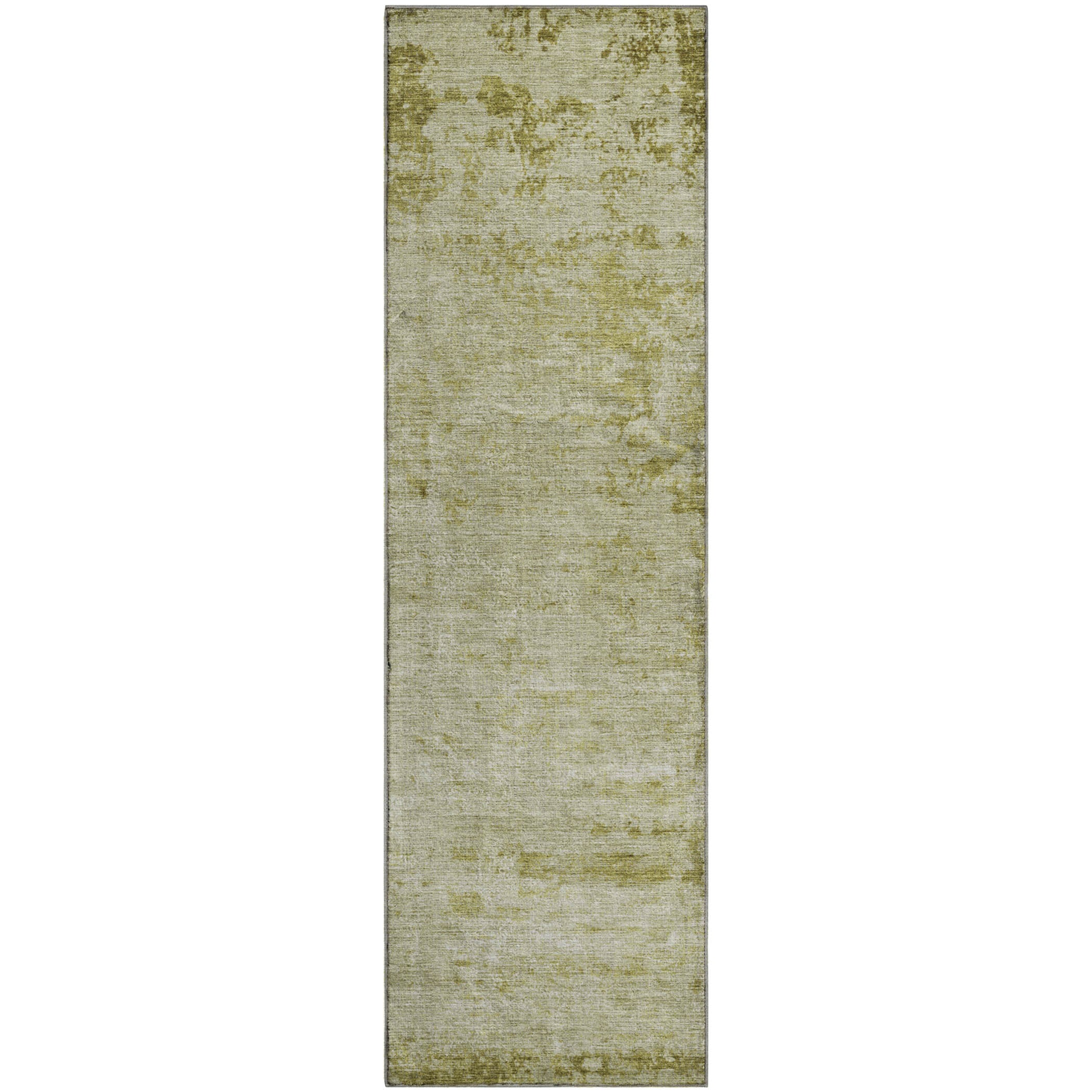 Kathmandu Machine Washable Transitional Aloe Green Rug 2'3" x 7'6" #shape_Runner