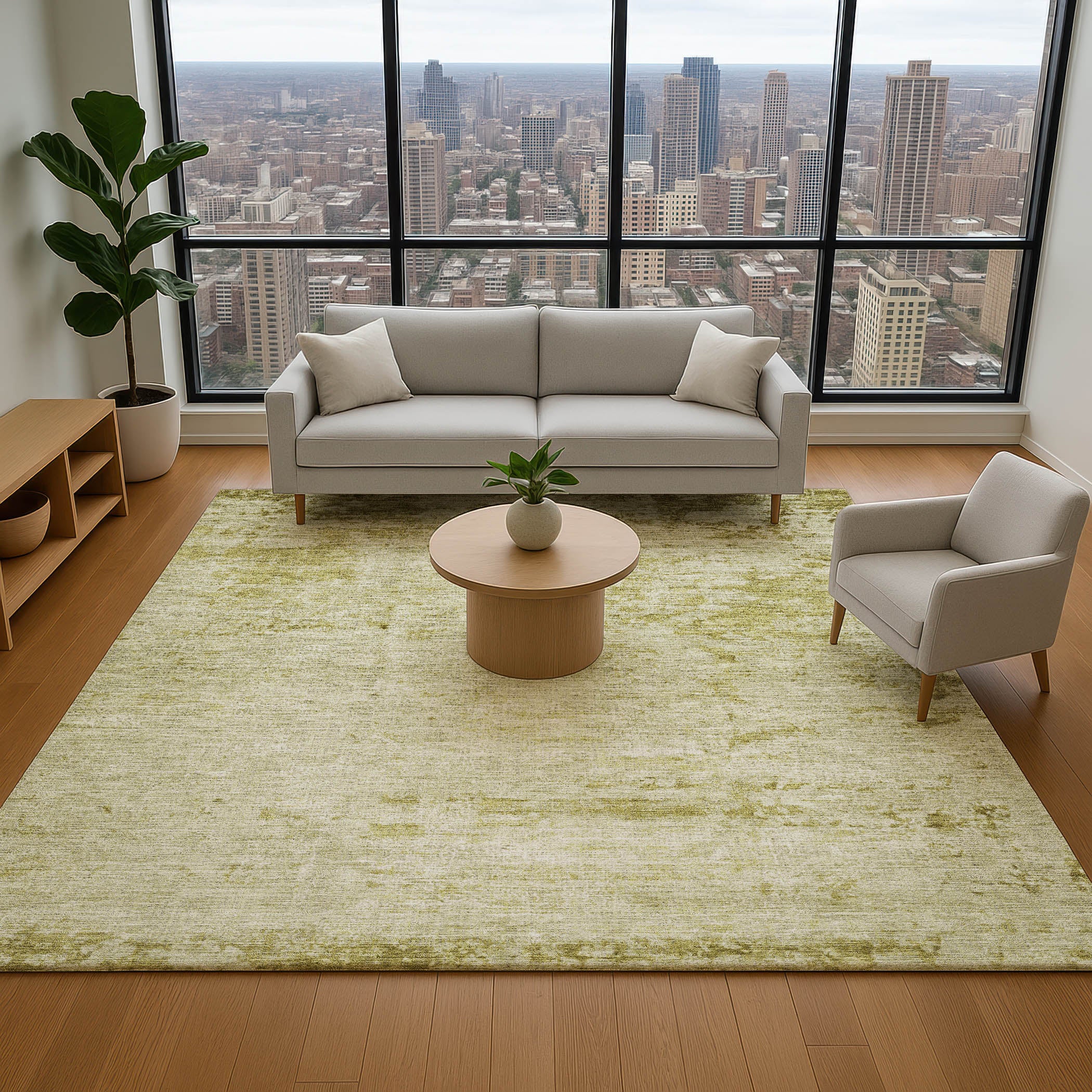 Kathmandu Machine Washable Transitional Aloe Green Rug 2'6" x 3'10" #shape_Rectangle