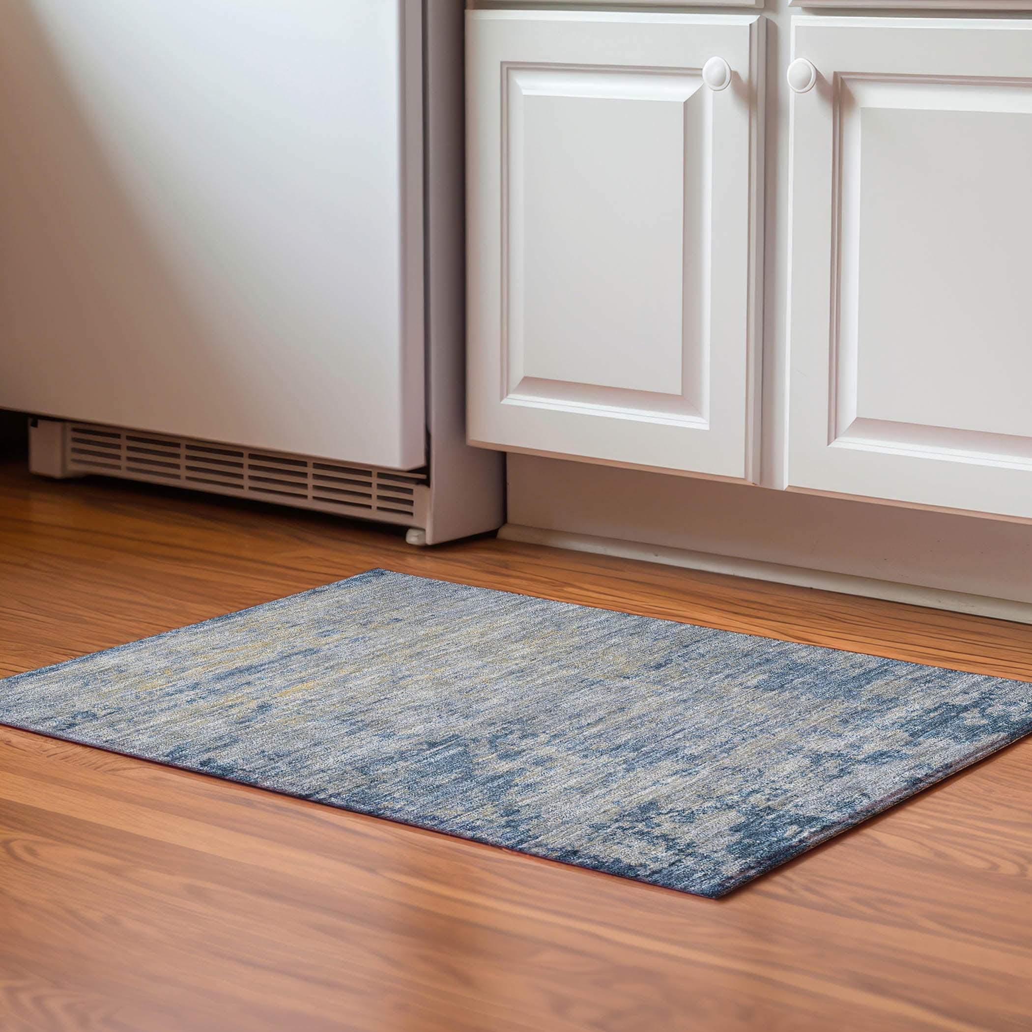 Kathmandu Machine Washable Transitional Navy Blue Rug 1'8" x 2'6" #shape_Rectangle