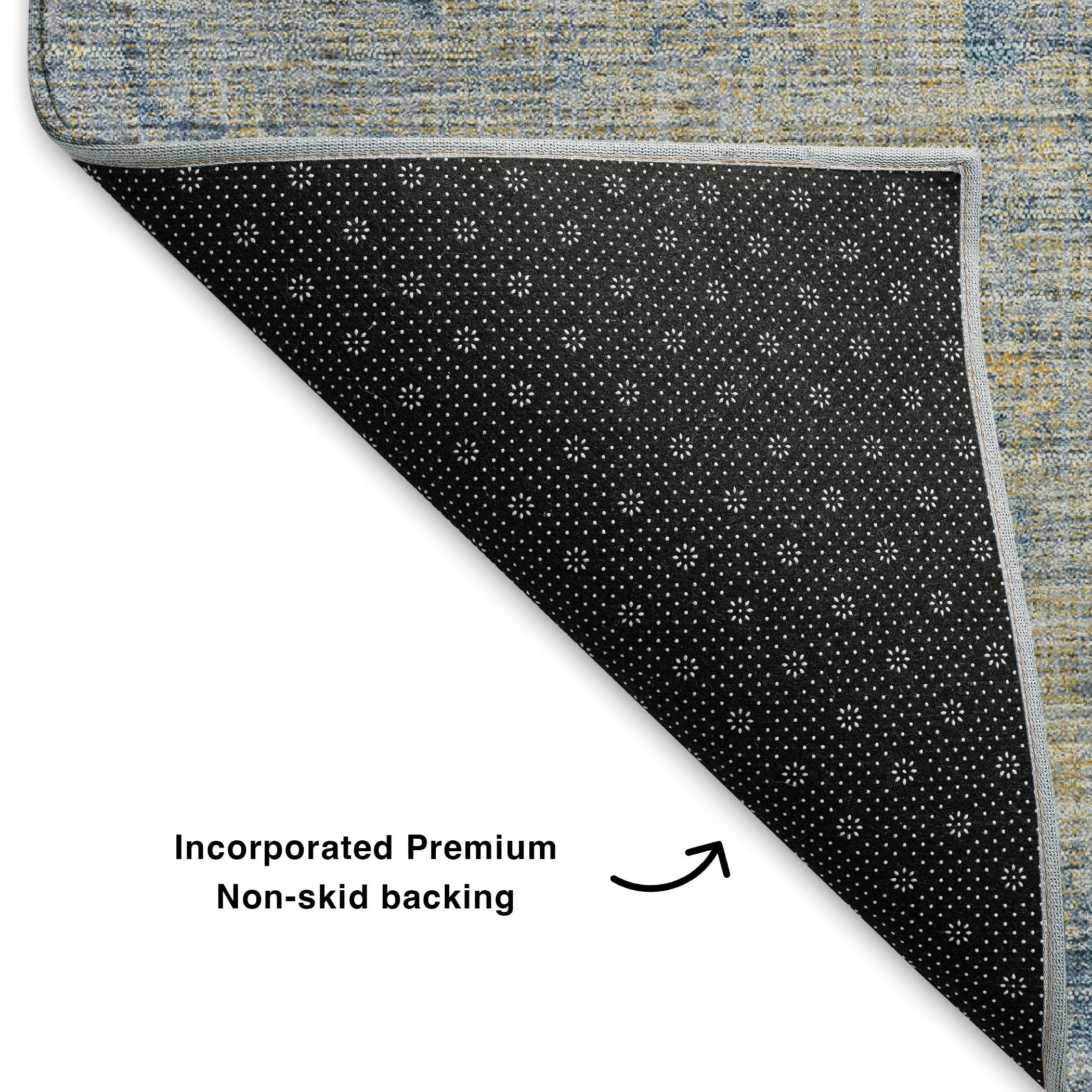 Kathmandu Machine Washable Transitional Navy Blue Rug 1'8" x 2'6" #shape_Rectangle