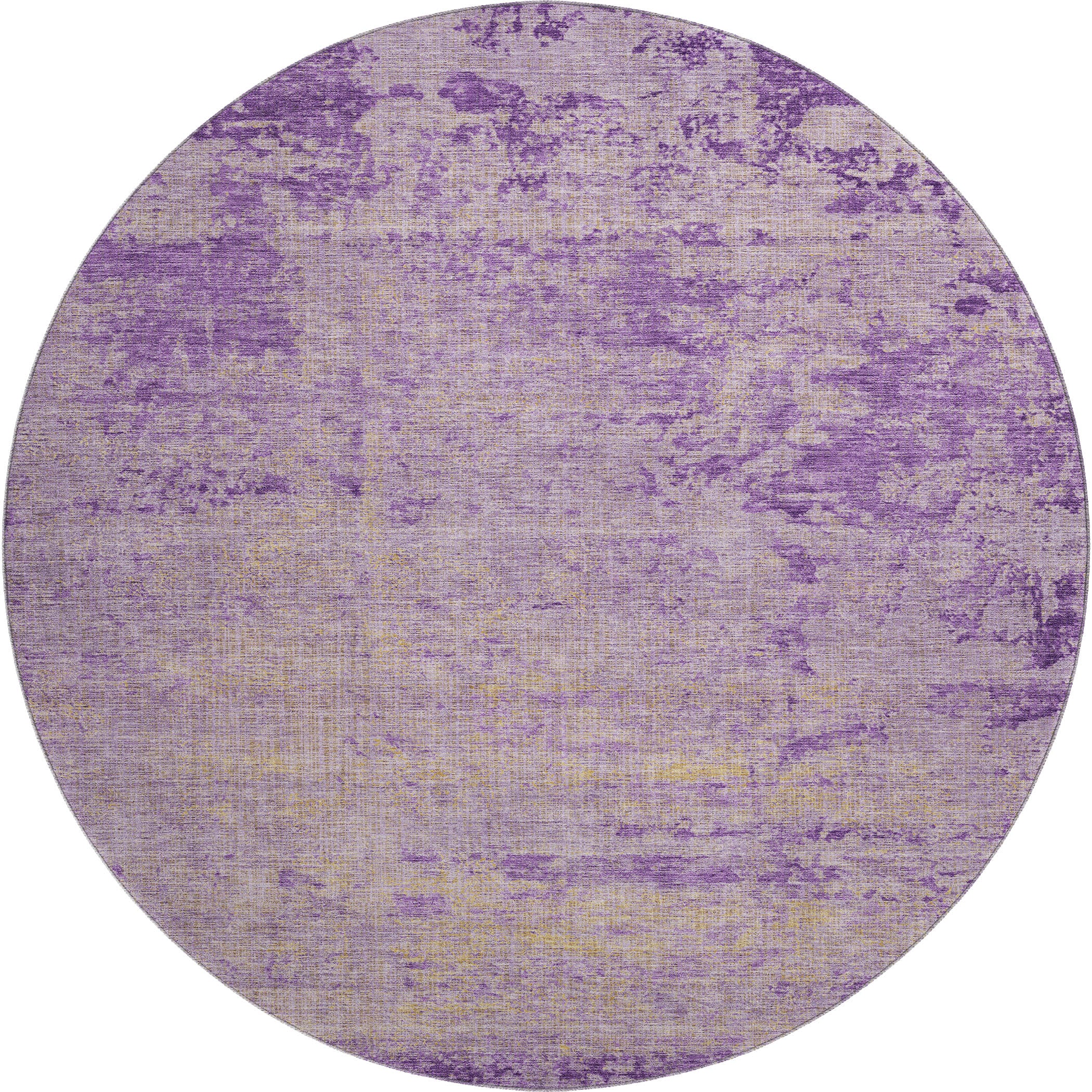 Kathmandu Machine Washable Transitional Purple Rug 8' x 8' #shape_Round