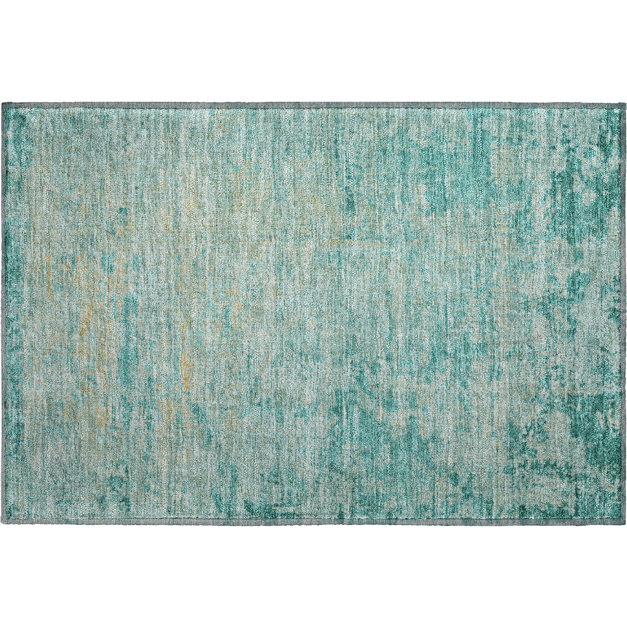 Kathmandu Machine Washable Transitional Teal Rug 1'8" x 2'6" #shape_Rectangle