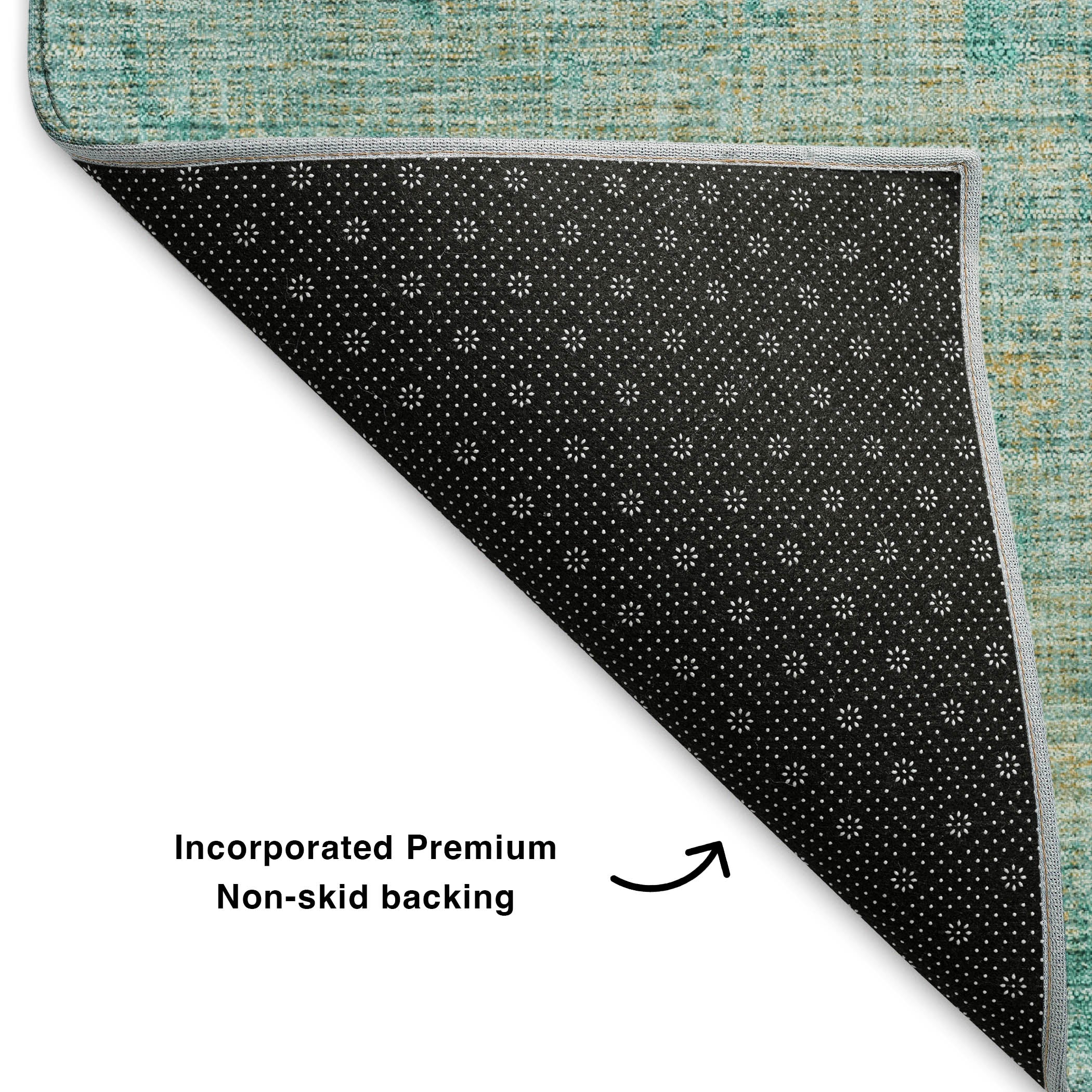 Kathmandu Machine Washable Transitional Teal Rug 1'8" x 2'6" #shape_Rectangle