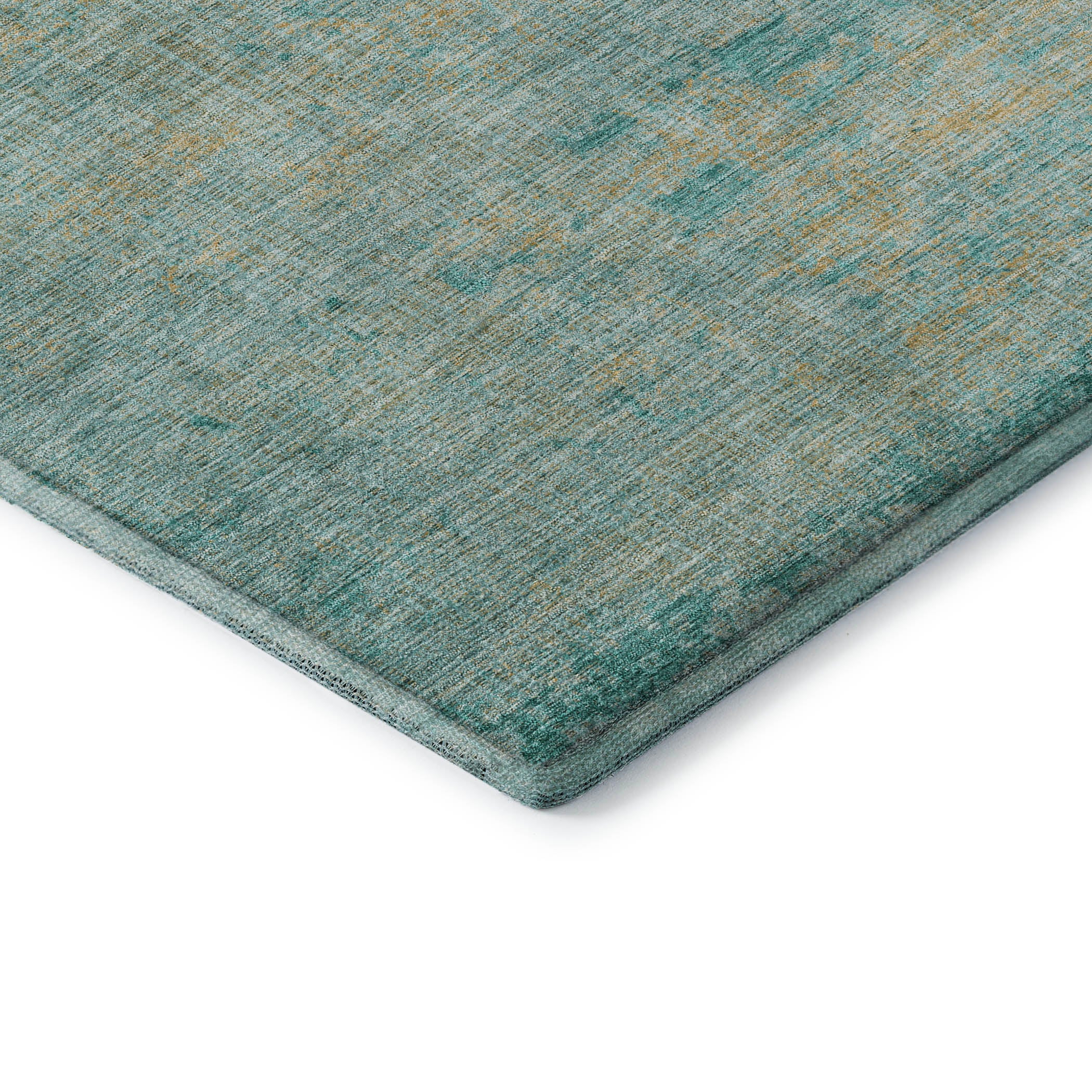 Kathmandu Machine Washable Transitional Teal Rug 1'8" x 2'6" #shape_Rectangle