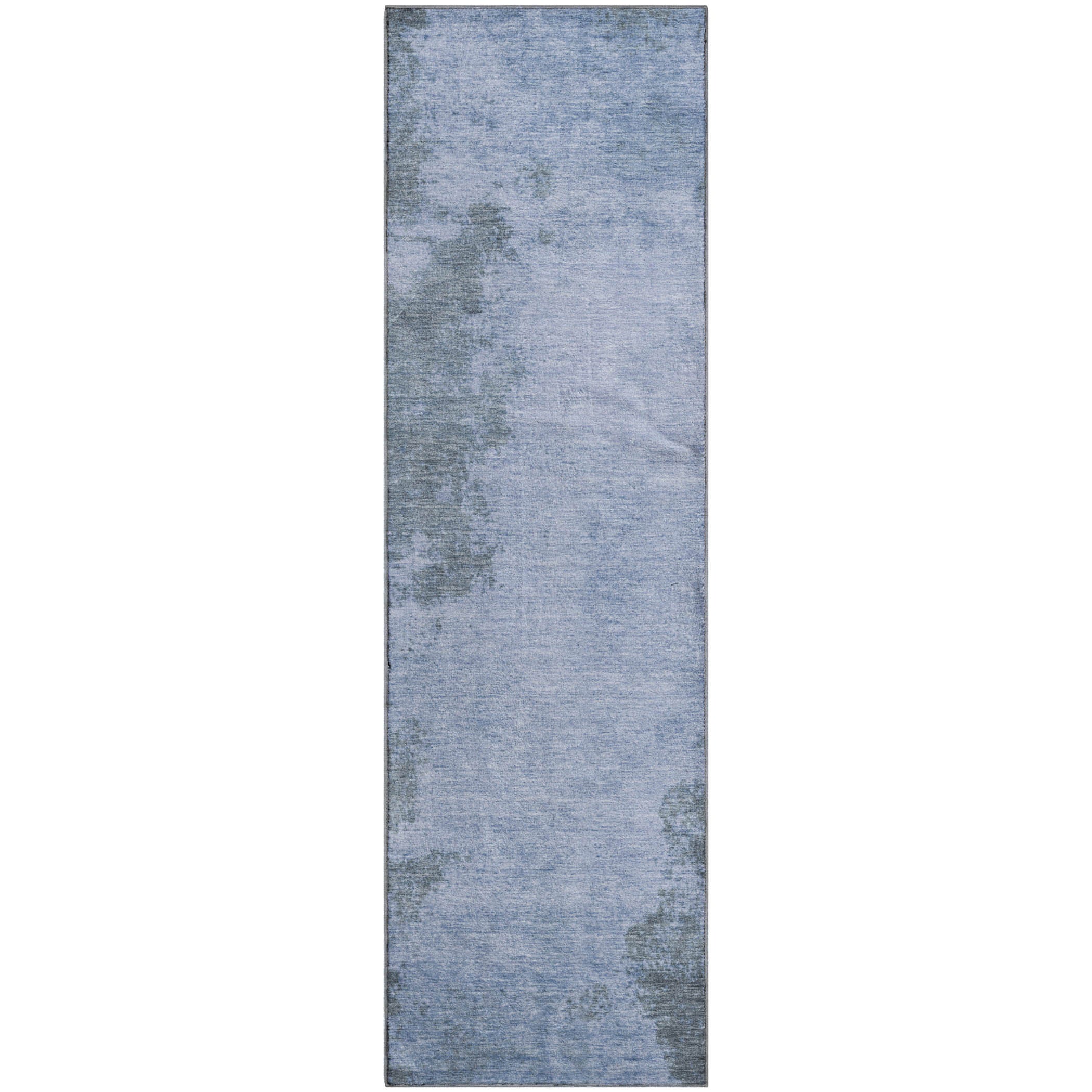 Bern Machine Washable Transitional Blue Rug 2'3" x 7'6" #shape_Runner