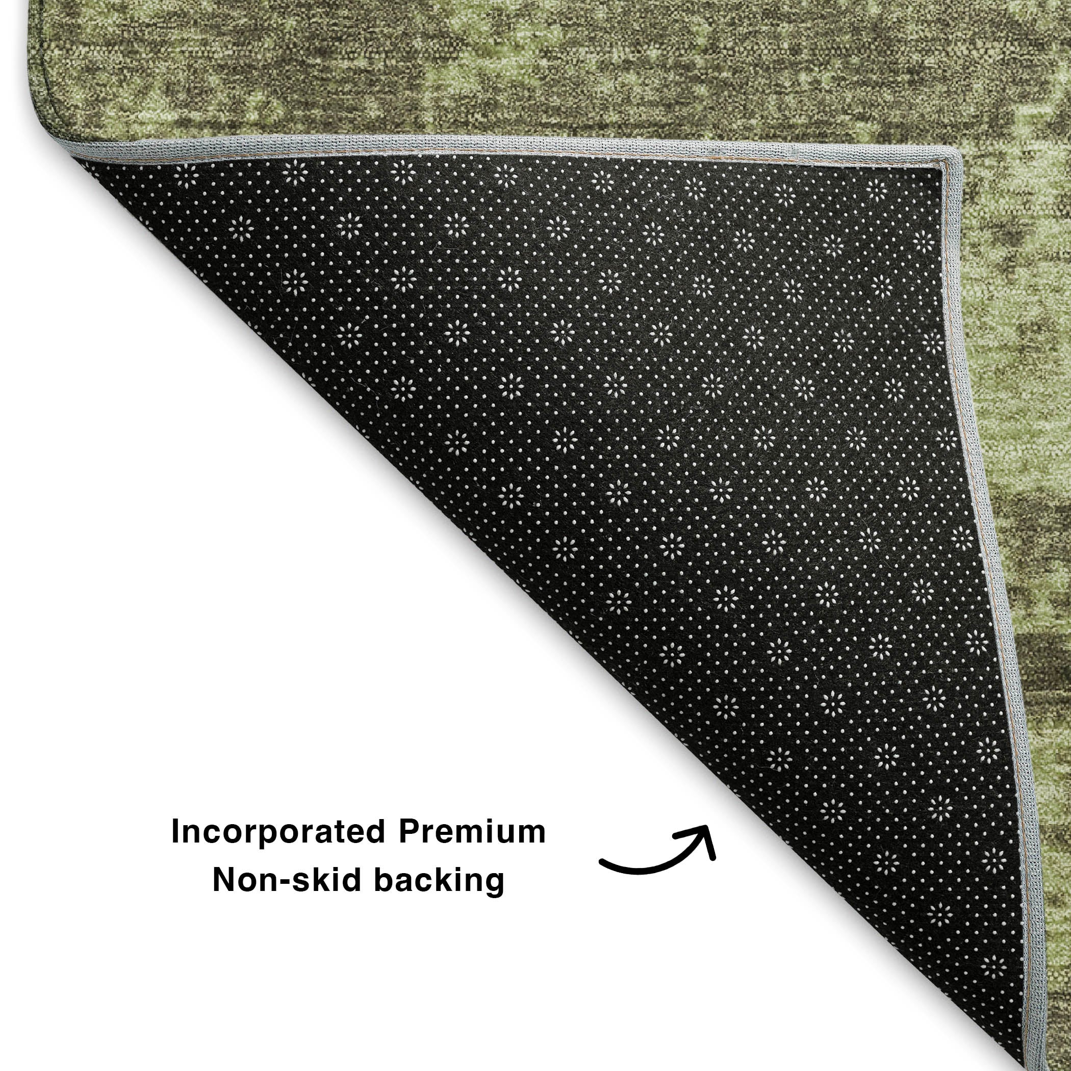 Bern Machine Washable Transitional Olive Green Rug 1'8" x 2'6" #shape_Rectangle