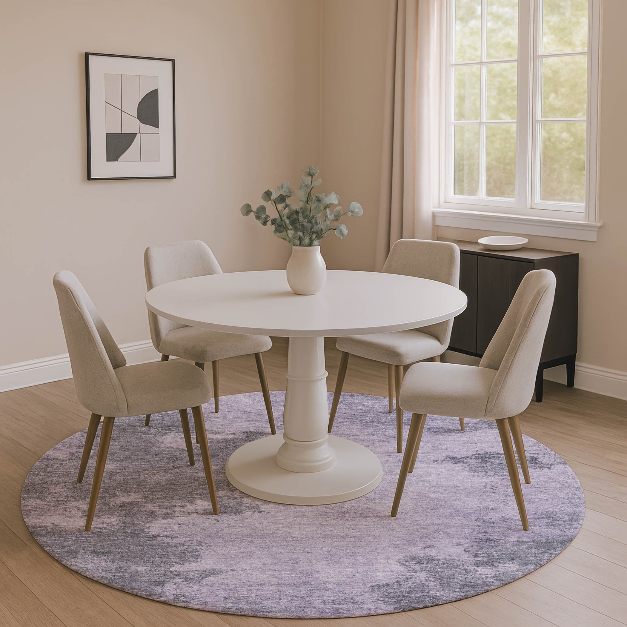 Bern Machine Washable Transitional Purple Rug 8' x 8' #shape_Round