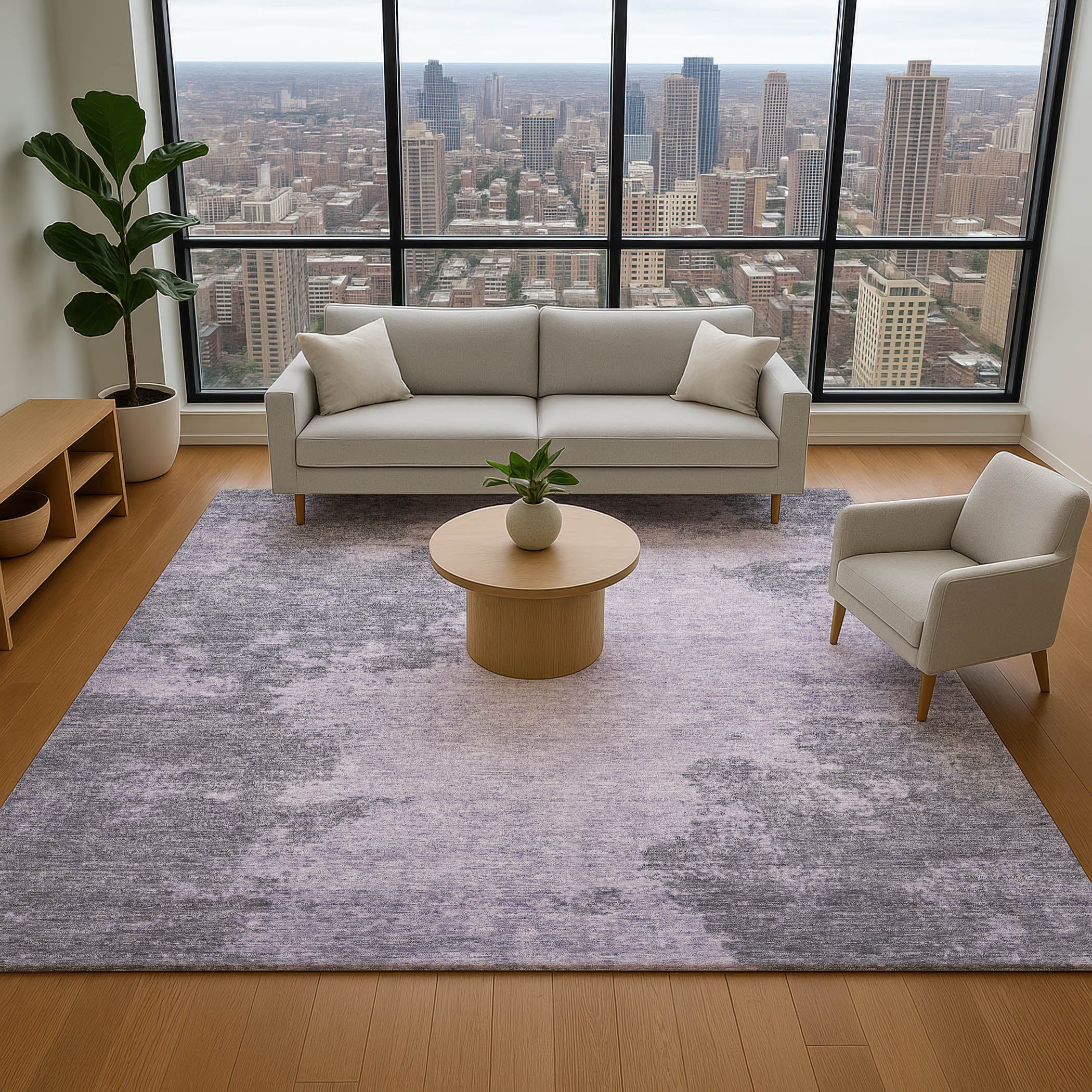 Bern Machine Washable Transitional Purple Rug 2'6" x 3'10" #shape_Rectangle