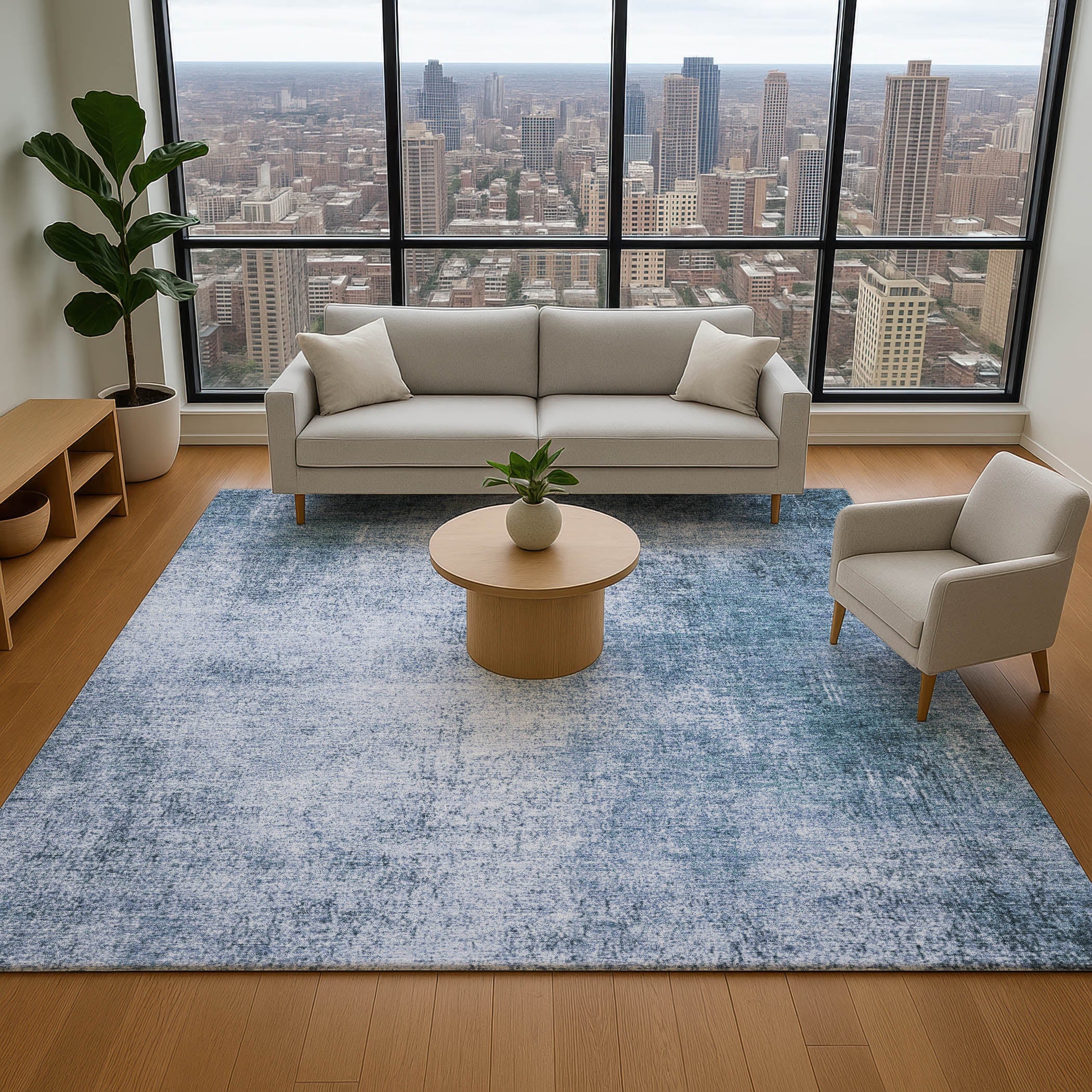 Sintra Machine Washable Transitional Blue Rug 2'6" x 3'10" #shape_Rectangle