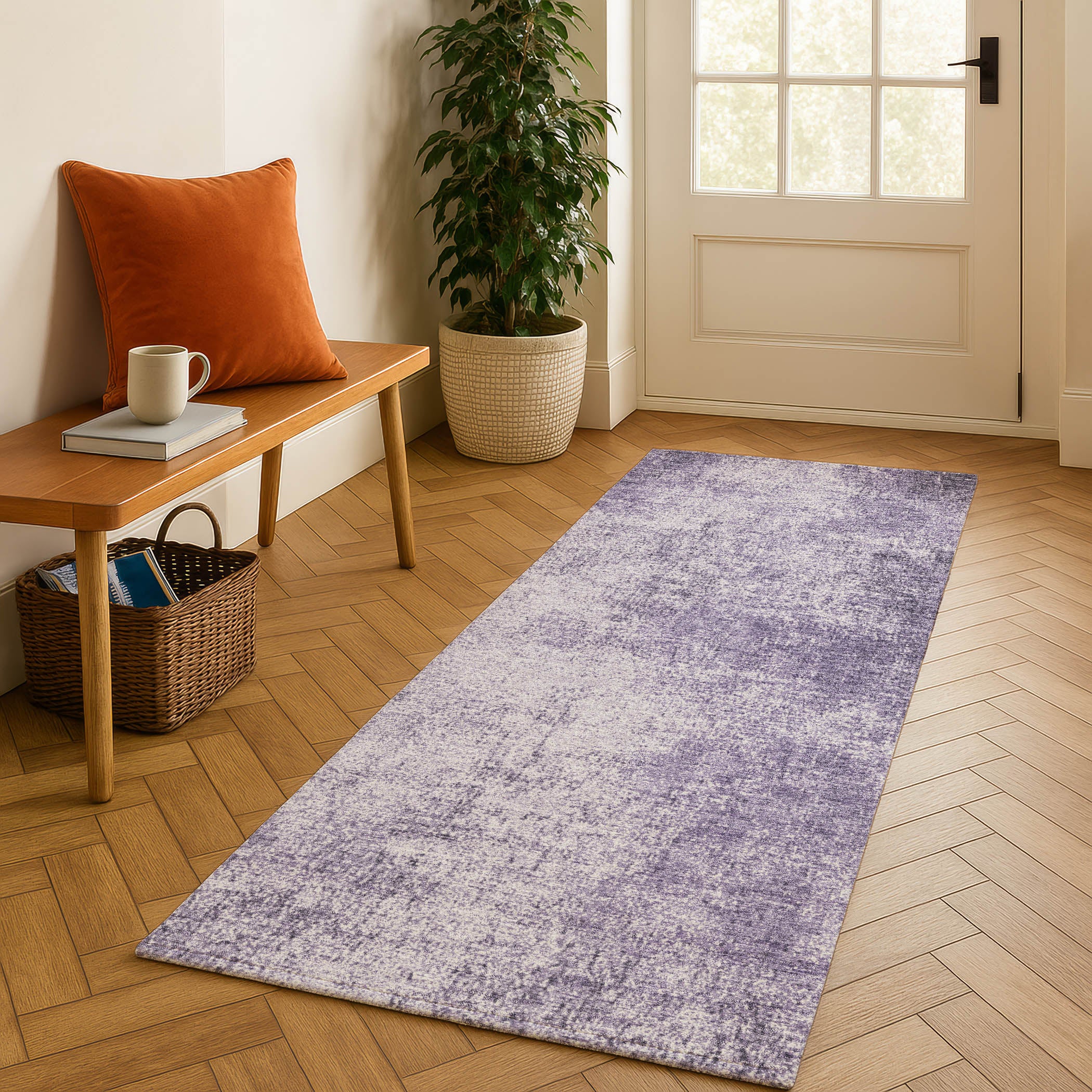 Sintra Machine Washable Transitional Lavender Purple Rug 2'3" x 7'6" #shape_Runner