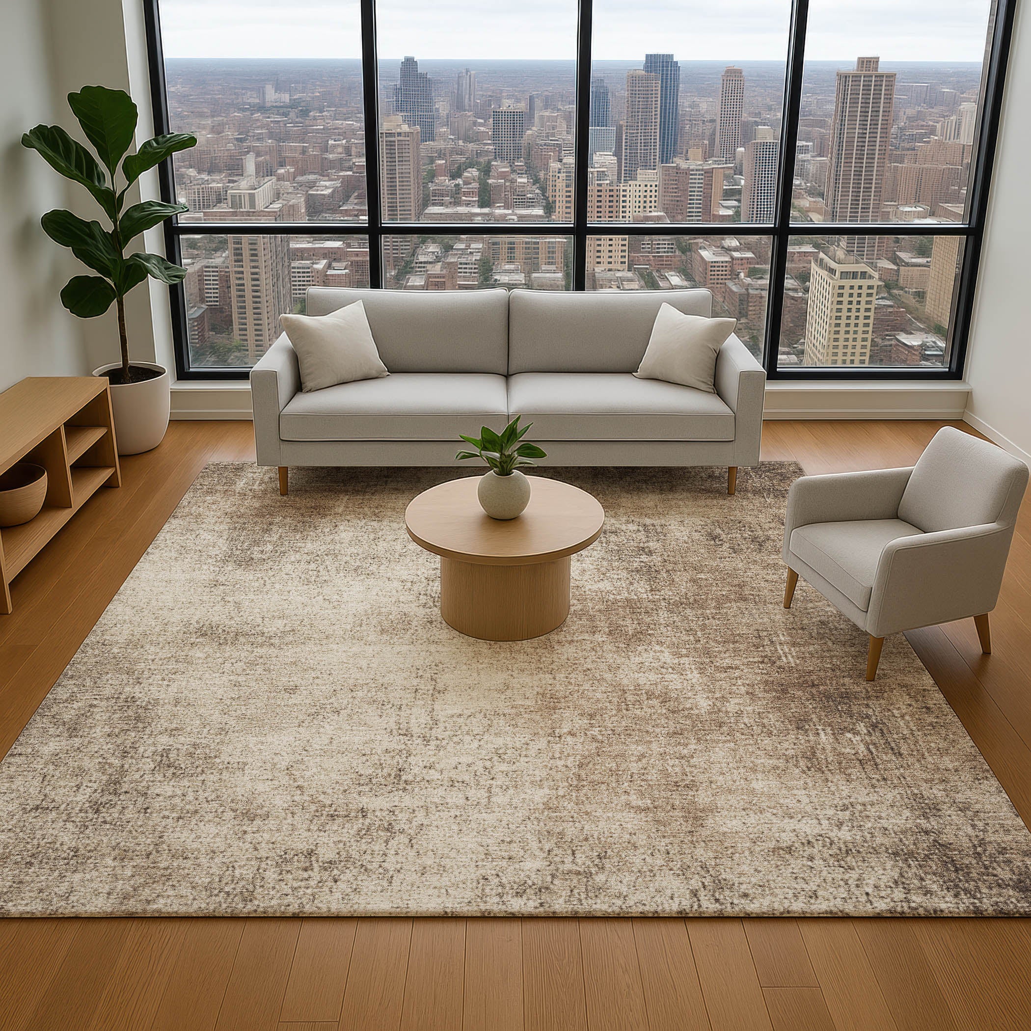 Sintra Machine Washable Transitional Taupe Brown Rug 2'6" x 3'10" #shape_Rectangle