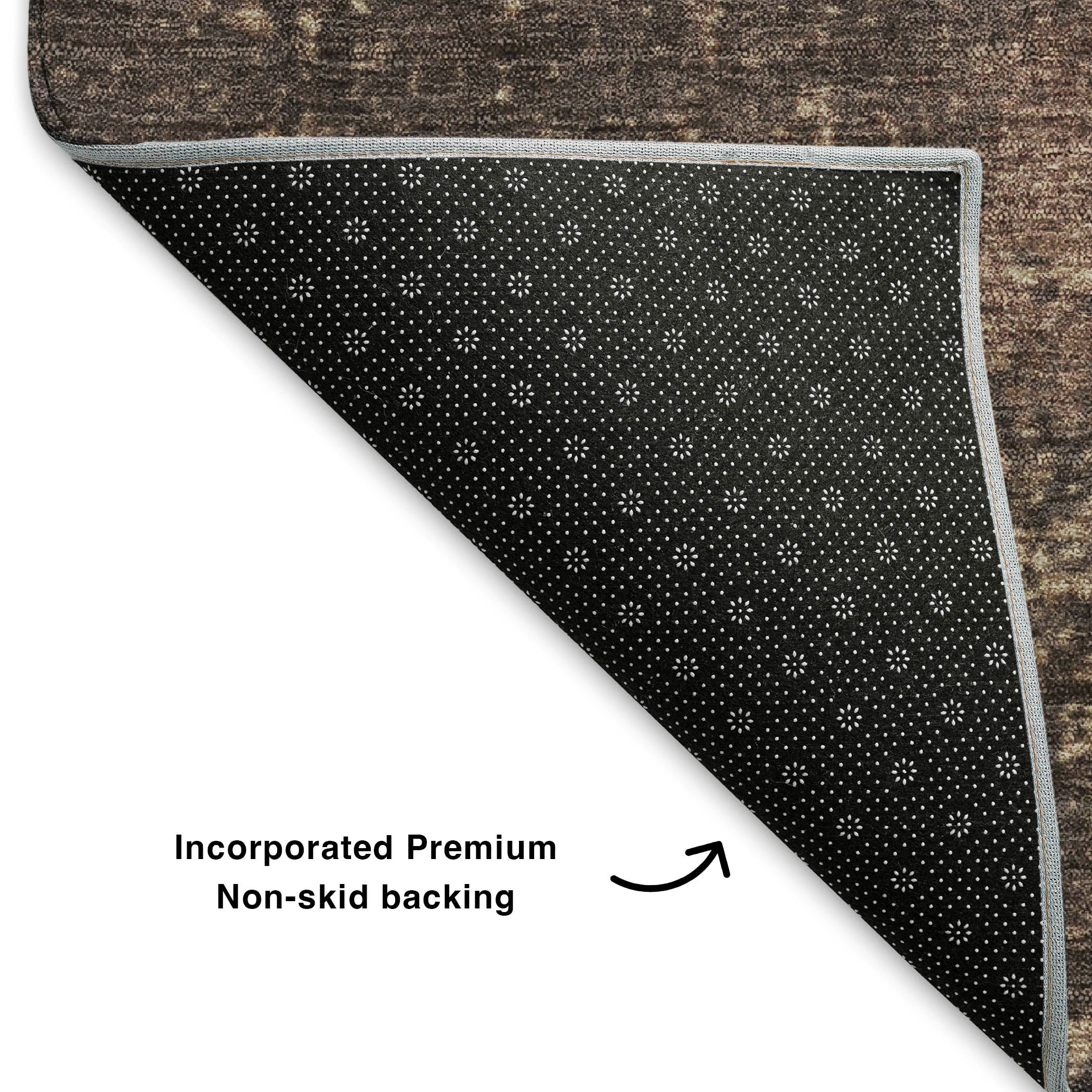 Lisbon Machine Washable Transitional Chocolate Brown Rug 1'8" x 2'6" #shape_Rectangle