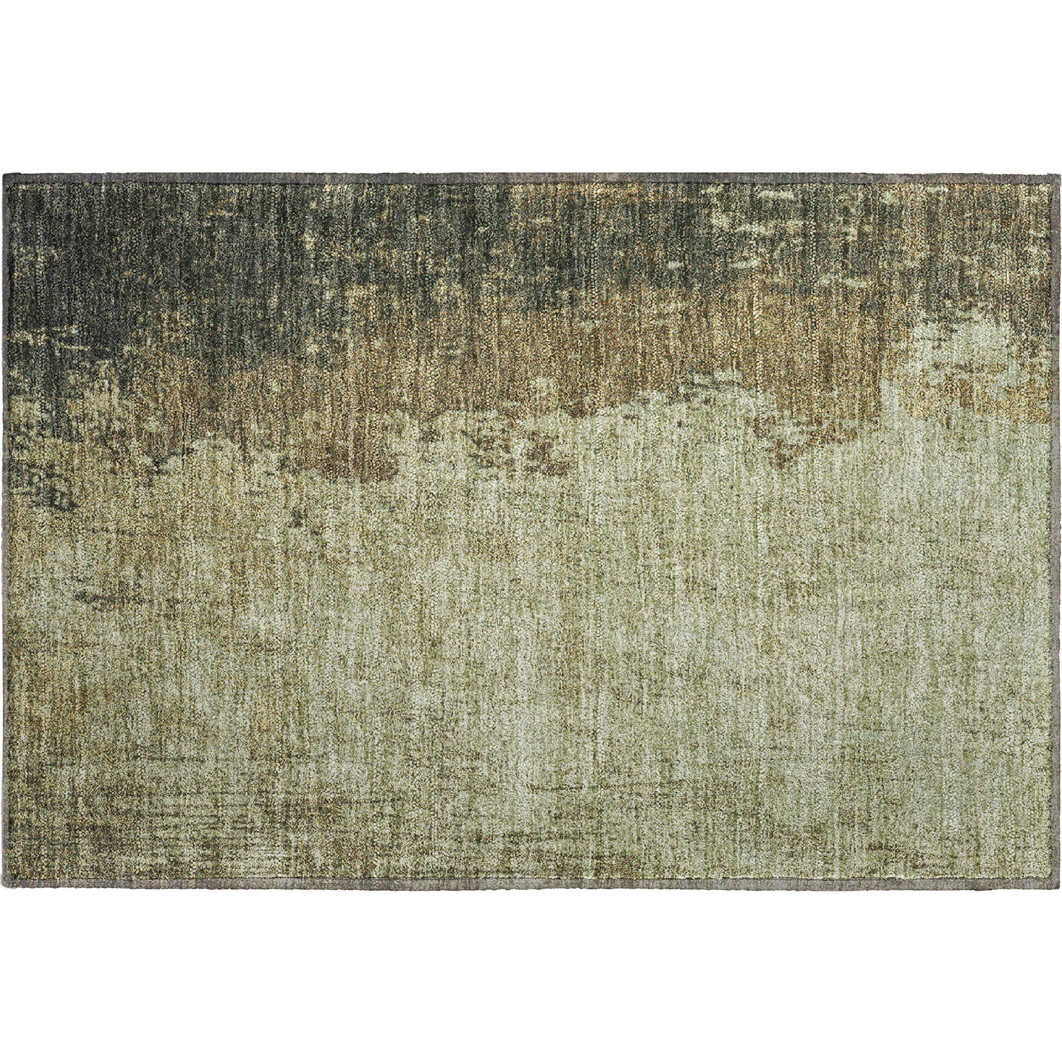 Lisbon Machine Washable Transitional Olive Green Rug 1'8" x 2'6" #shape_Rectangle
