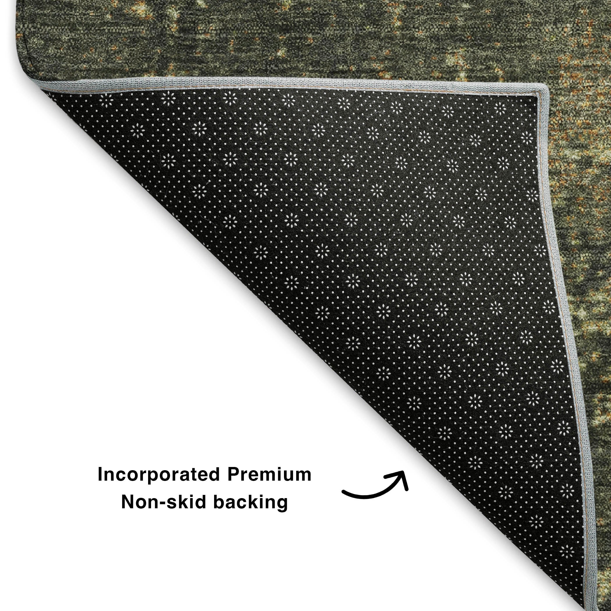 Lisbon Machine Washable Transitional Olive Green Rug 1'8" x 2'6" #shape_Rectangle