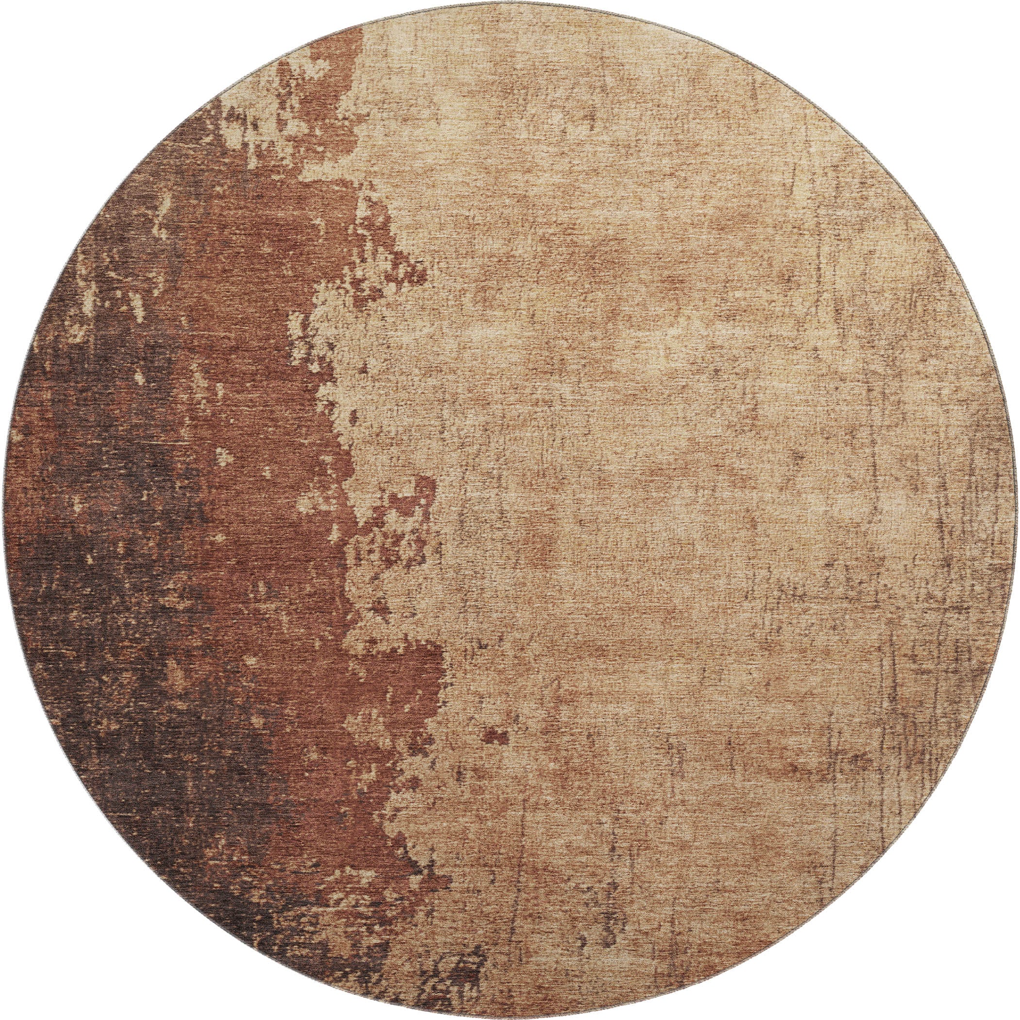 Lisbon Machine Washable Transitional Paprika Orange Rug 8' x 8' #shape_Round