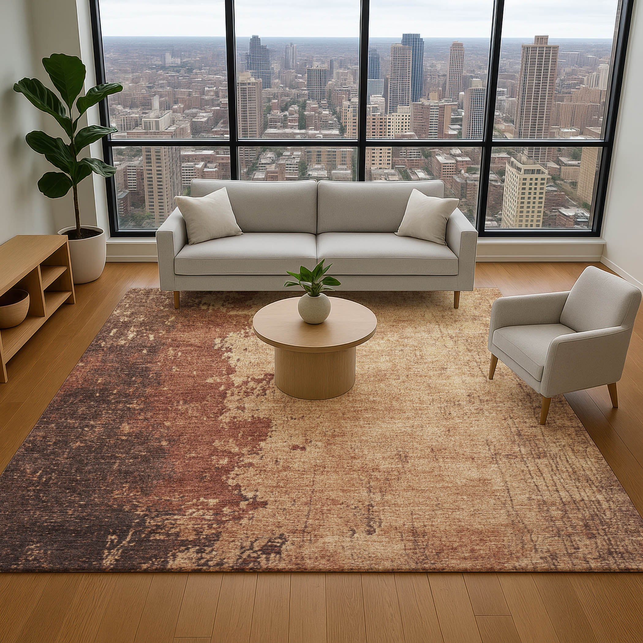 Lisbon Machine Washable Transitional Paprika Orange Rug 2'6" x 3'10" #shape_Rectangle