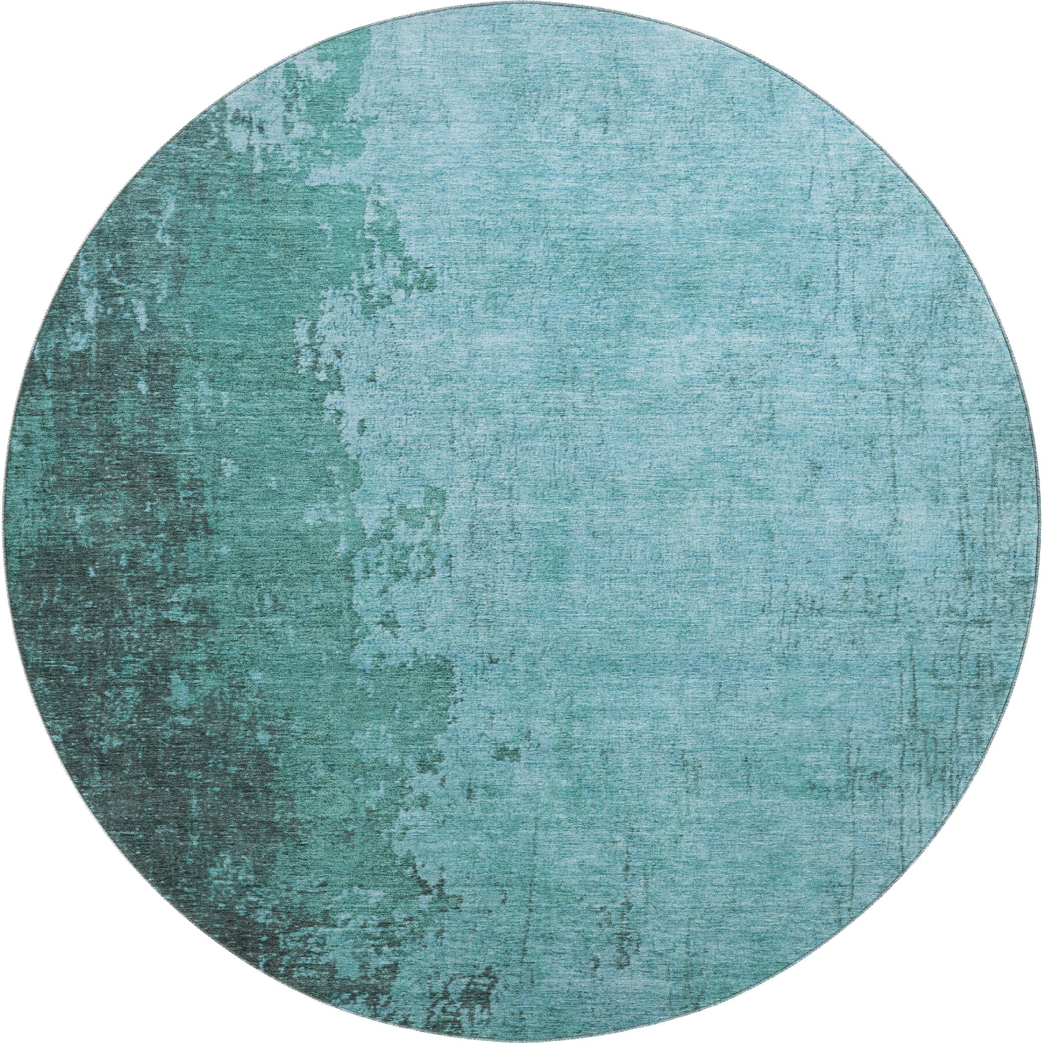 Lisbon Machine Washable Transitional Teal Rug 8' x 8' #shape_Round