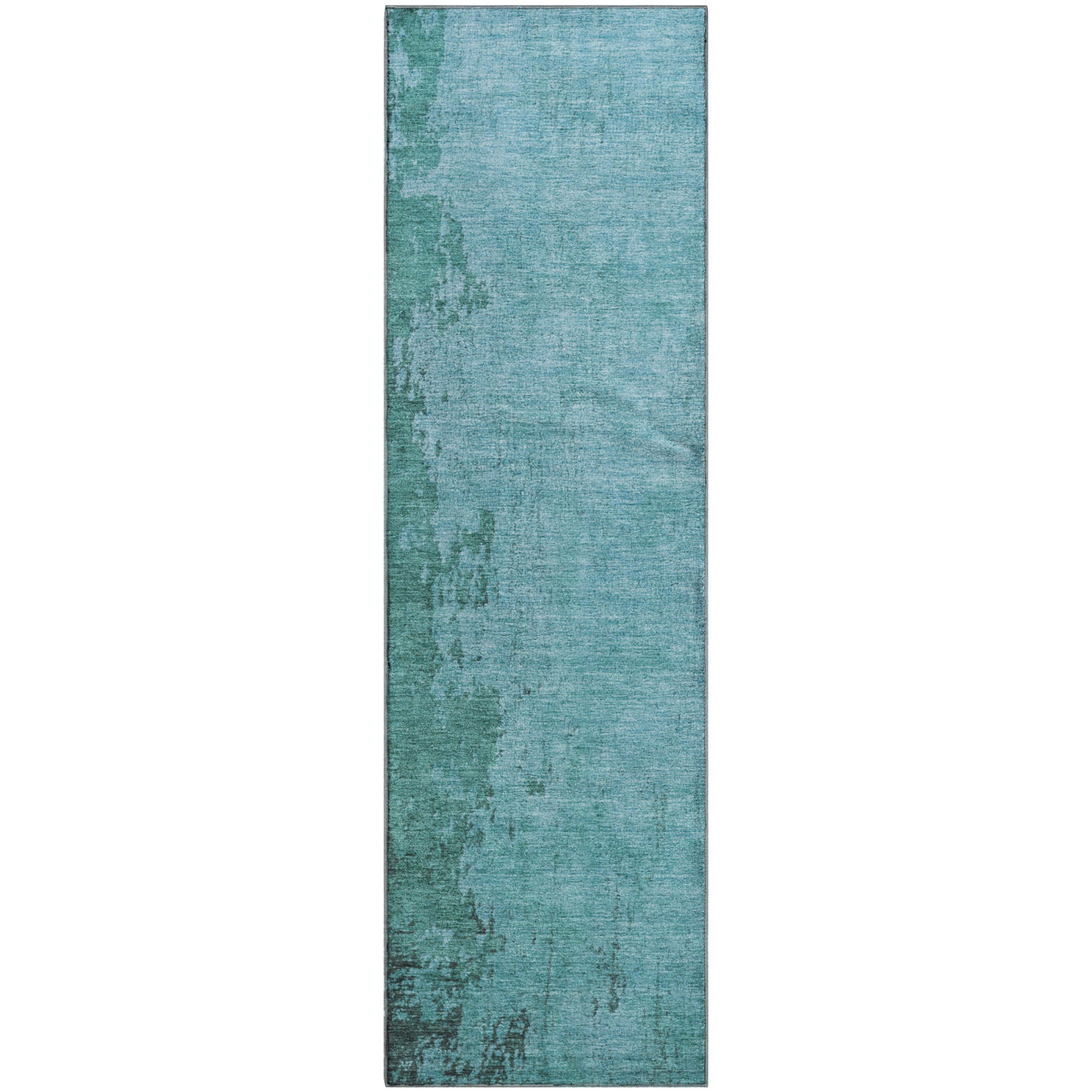 Lisbon Machine Washable Transitional Teal Rug 2'3" x 7'6" #shape_Runner