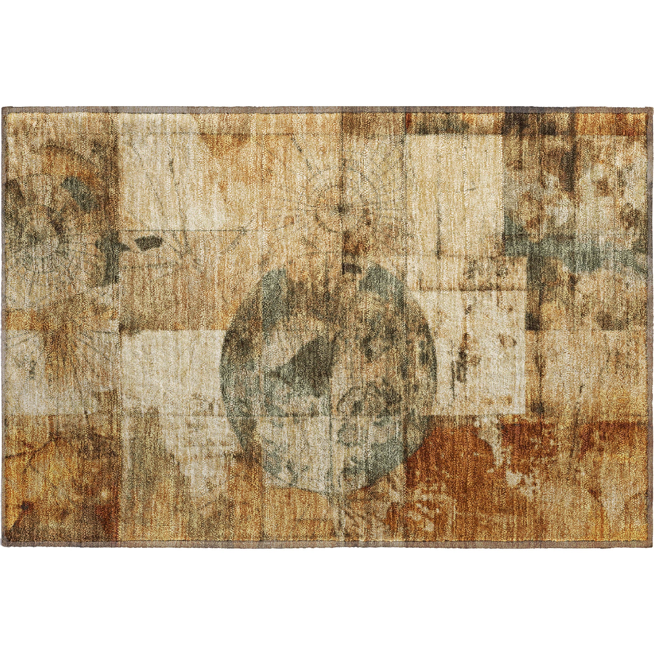 Vienna Machine Washable Transitional Beige Brown Rug 1'8" x 2'6" #shape_Rectangle