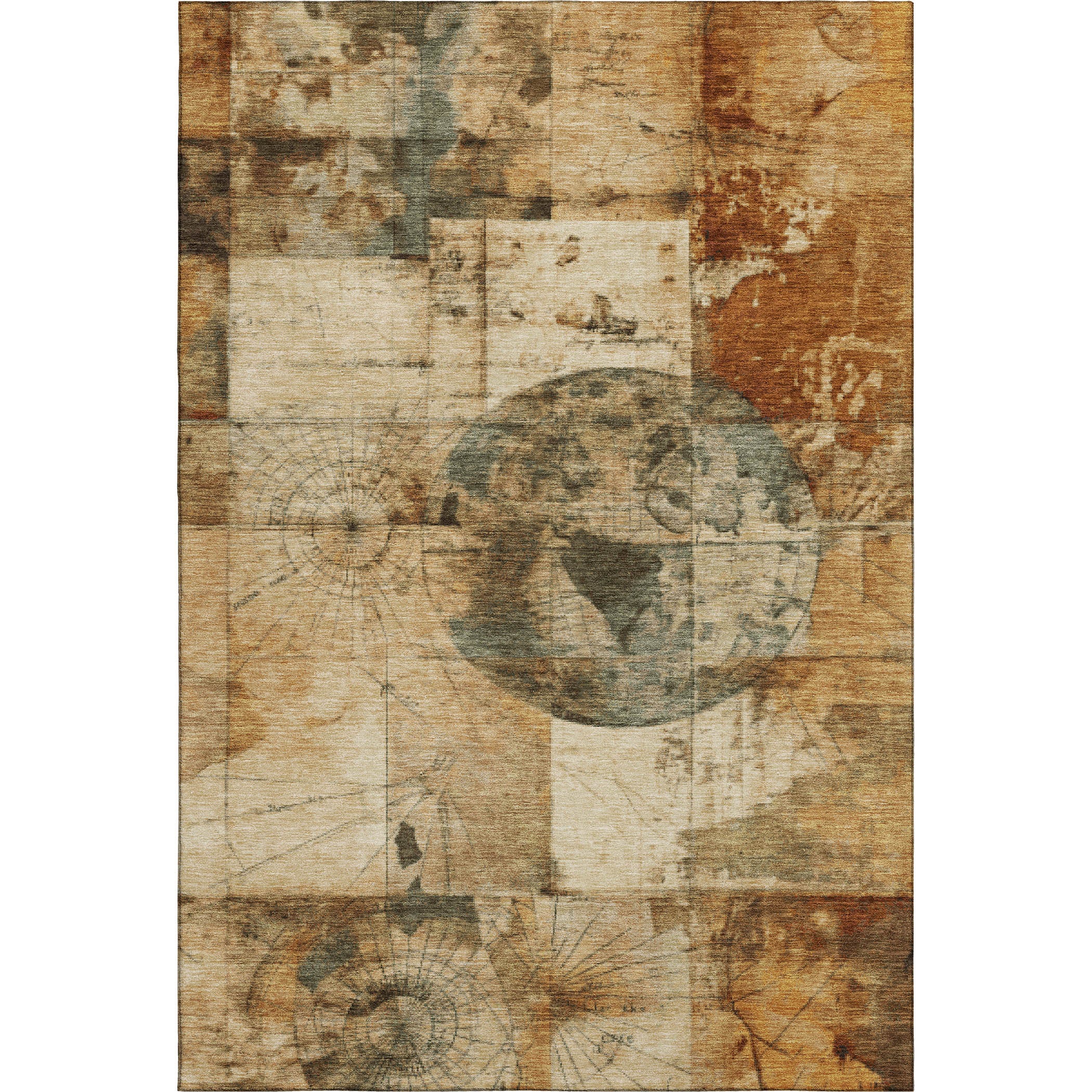 Vienna Machine Washable Transitional Beige Brown Rug 2'6" x 3'10" #shape_Rectangle