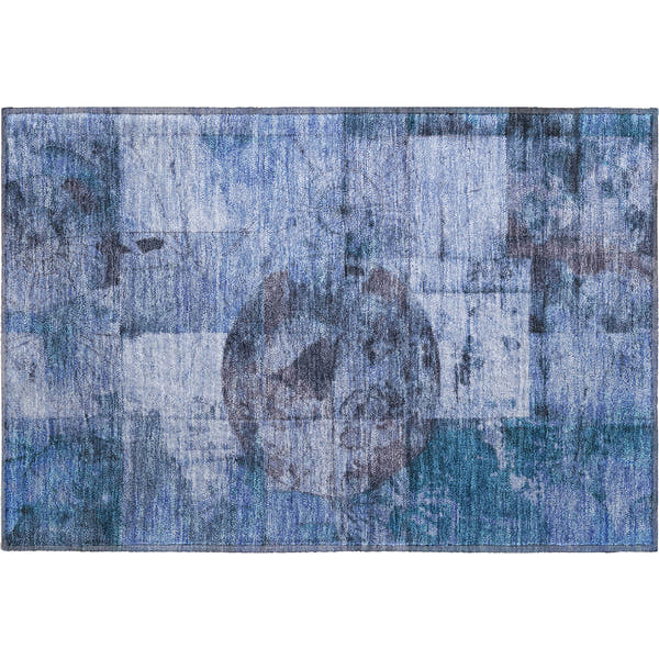 Vienna Machine Washable Transitional Blue Rug 1'8" x 2'6"