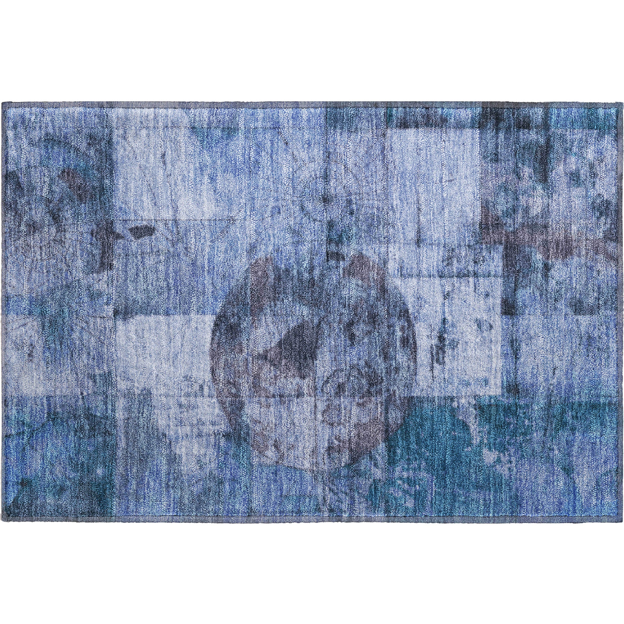 Vienna Machine Washable Transitional Blue Rug 1'8" x 2'6" #shape_Rectangle