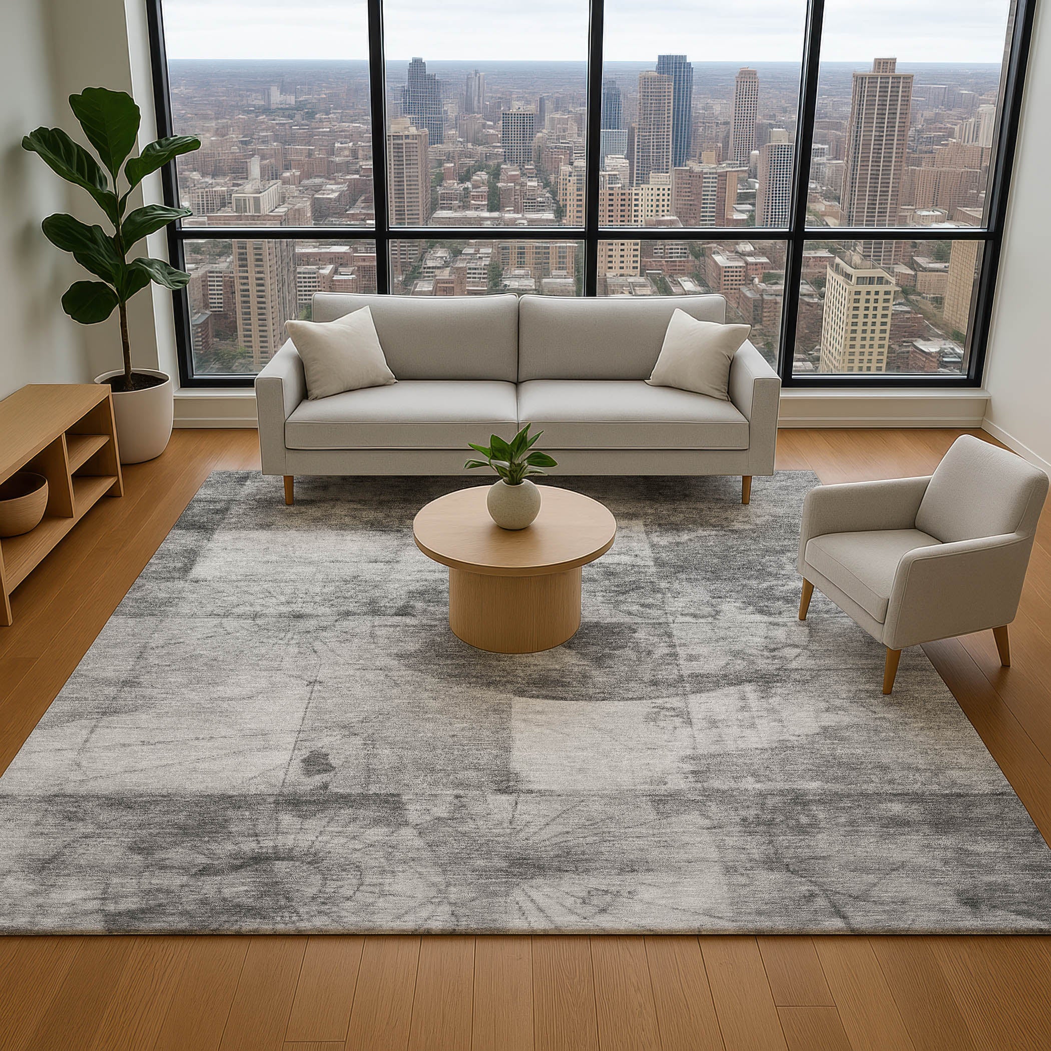 Vienna Machine Washable Transitional Gray Rug 2'6" x 3'10" #shape_Rectangle