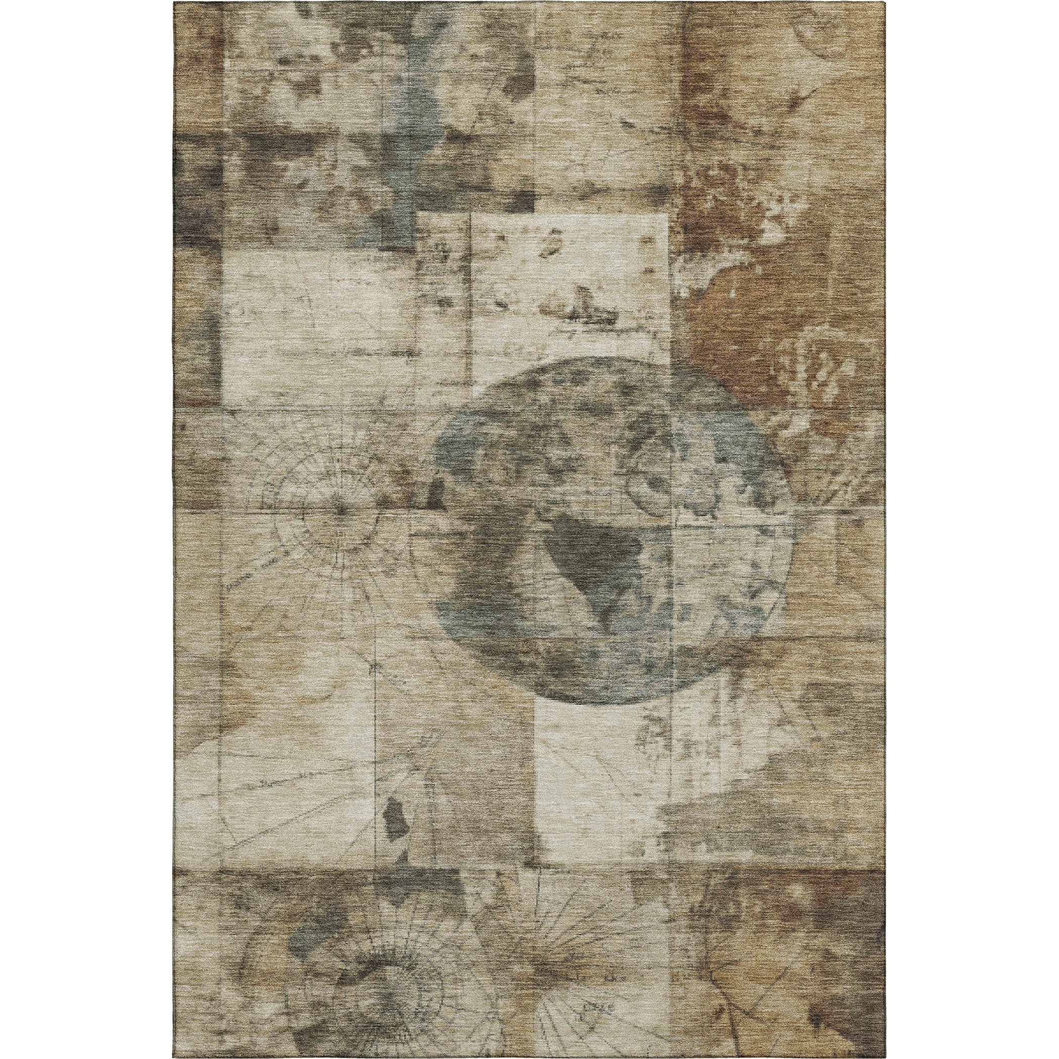 Vienna Machine Washable Transitional Taupe Brown Rug 2'6" x 3'10" #shape_Rectangle