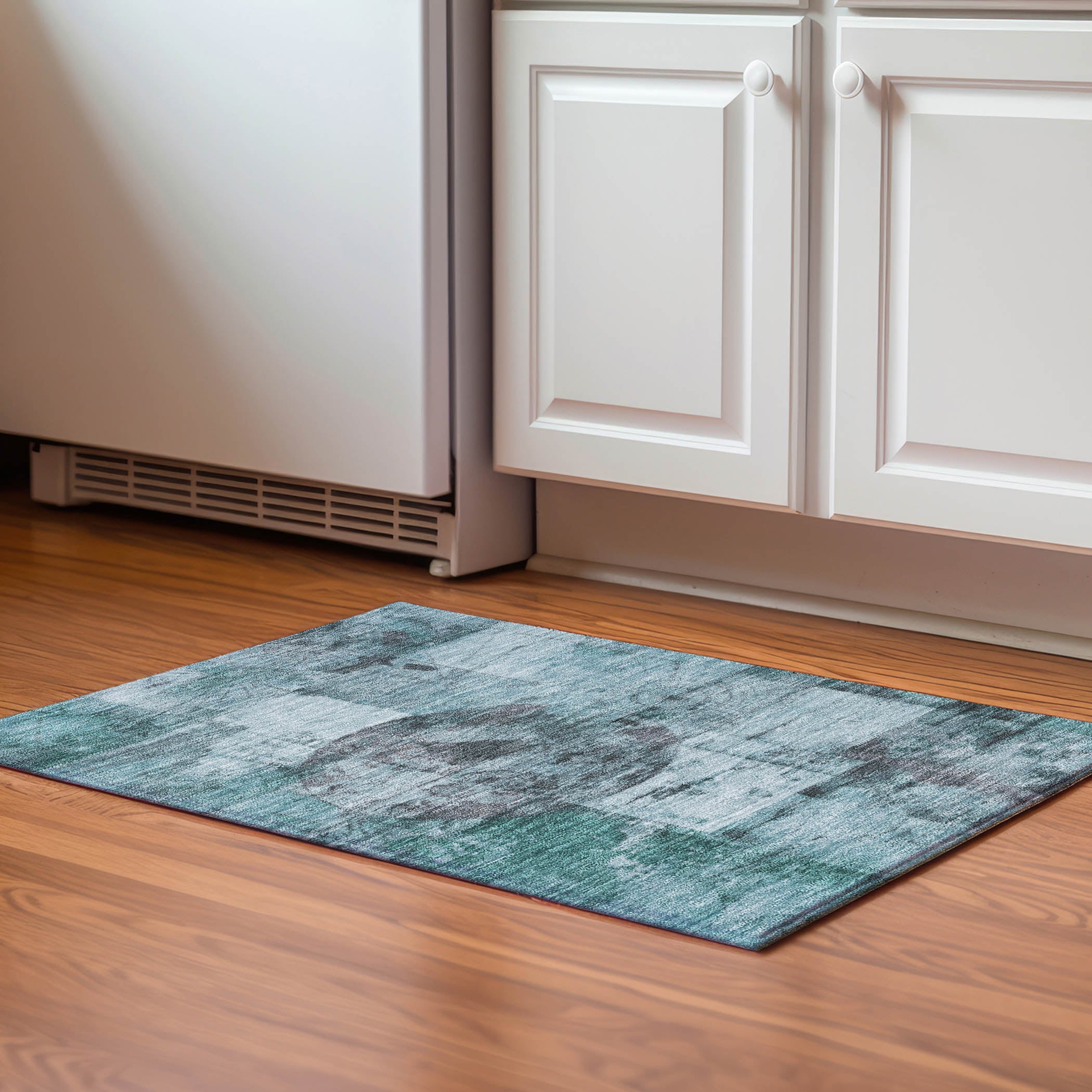 Vienna Machine Washable Transitional Teal Rug 1'8" x 2'6" #shape_Rectangle