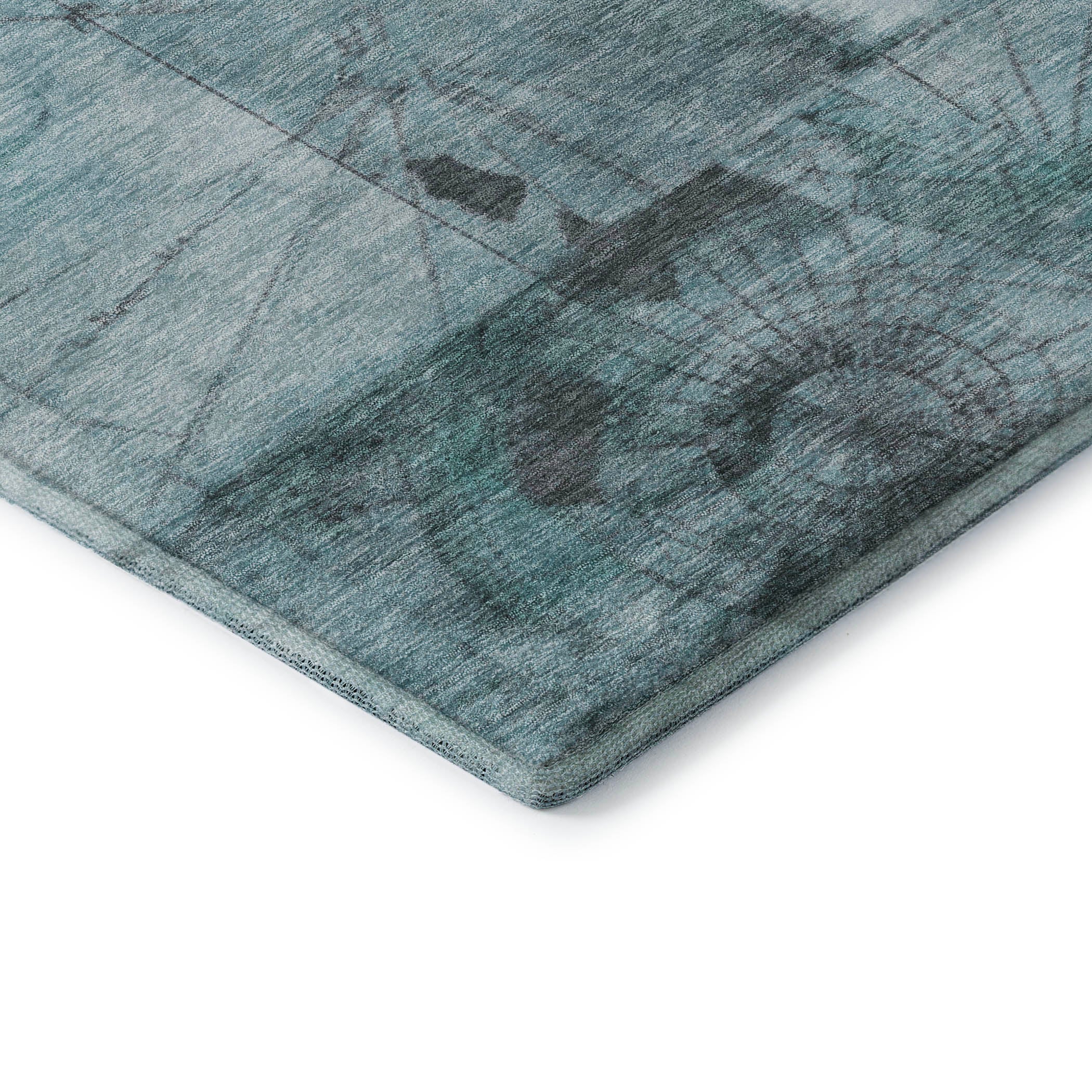 Vienna Machine Washable Transitional Teal Rug 1'8" x 2'6" #shape_Rectangle