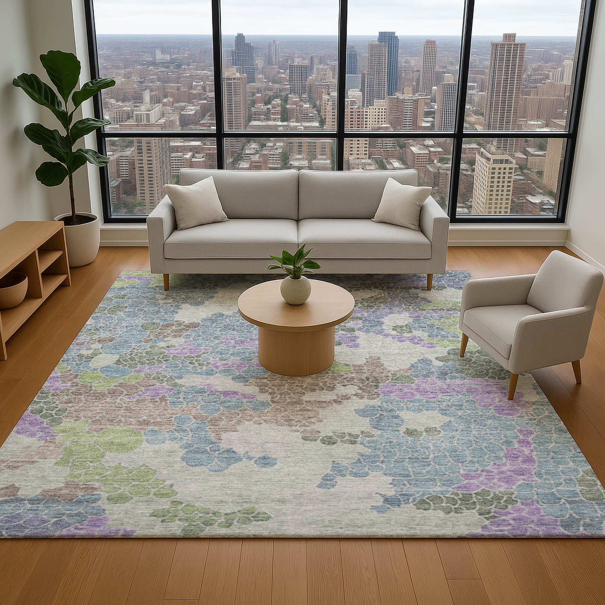 Kyoto Machine Washable Transitional Blue Rug 2'6" x 3'10" #shape_Rectangle