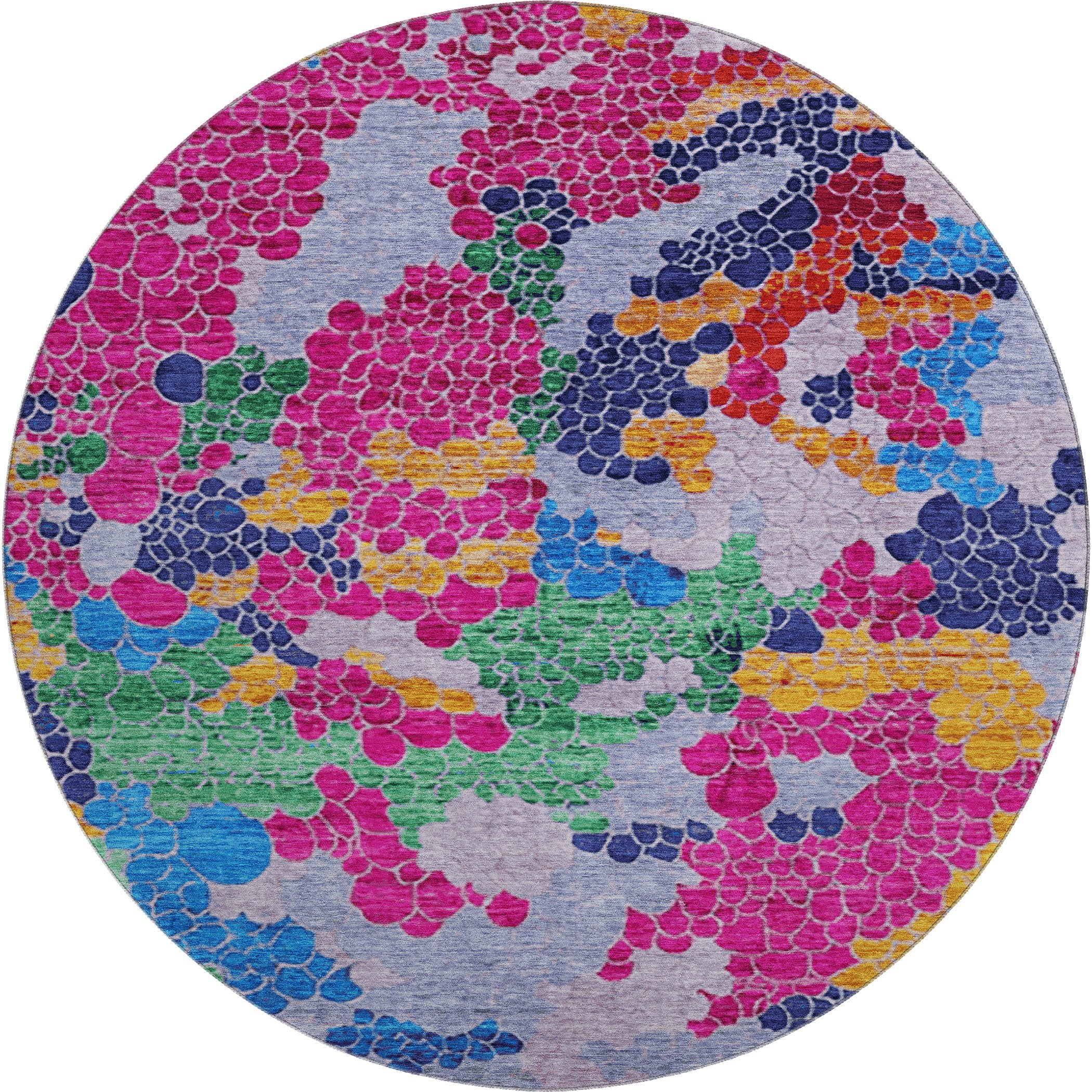 Kyoto Machine Washable Transitional Blush Pink Rug 8' x 8' #shape_Round