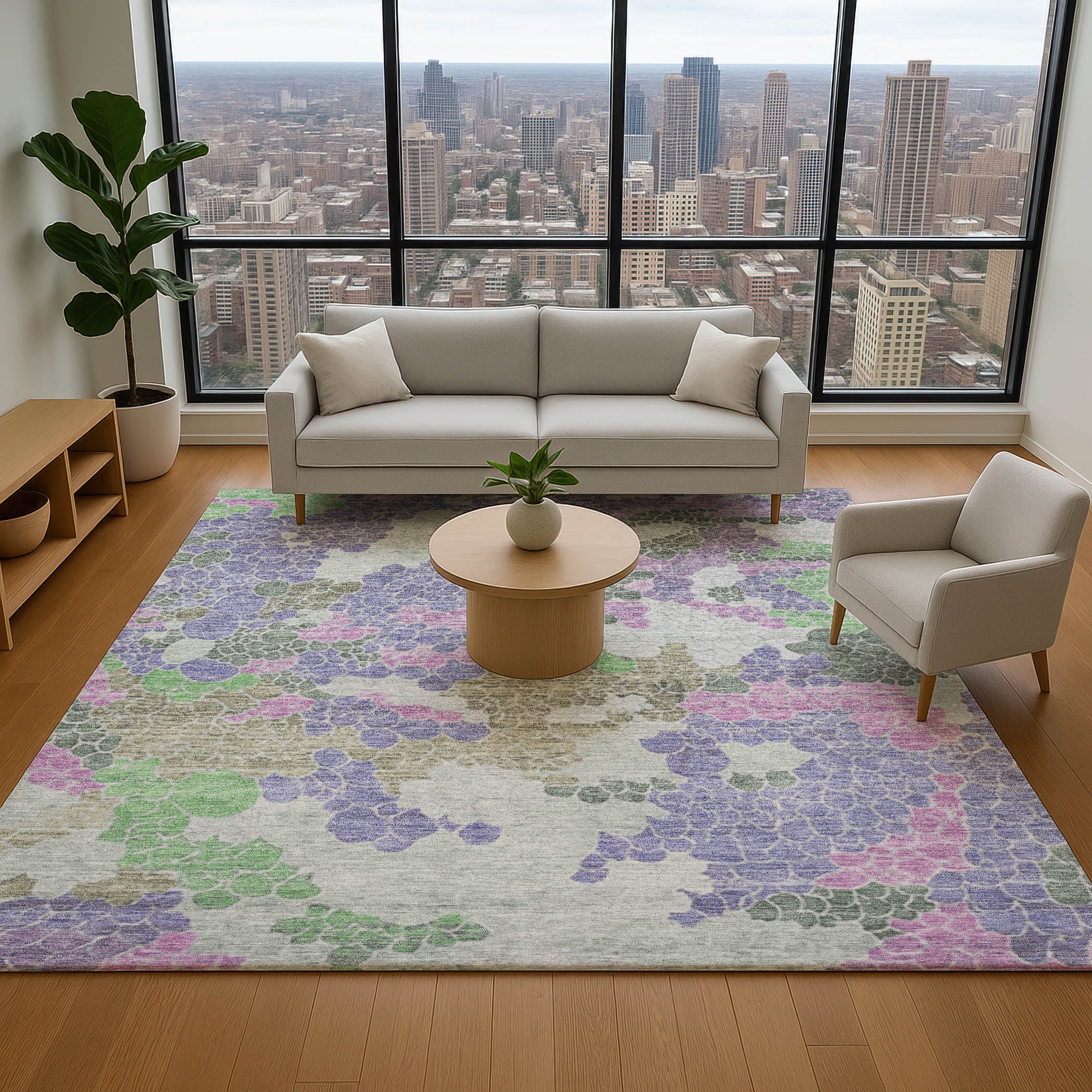 Kyoto Machine Washable Transitional Purple Rug 2'6" x 3'10" #shape_Rectangle