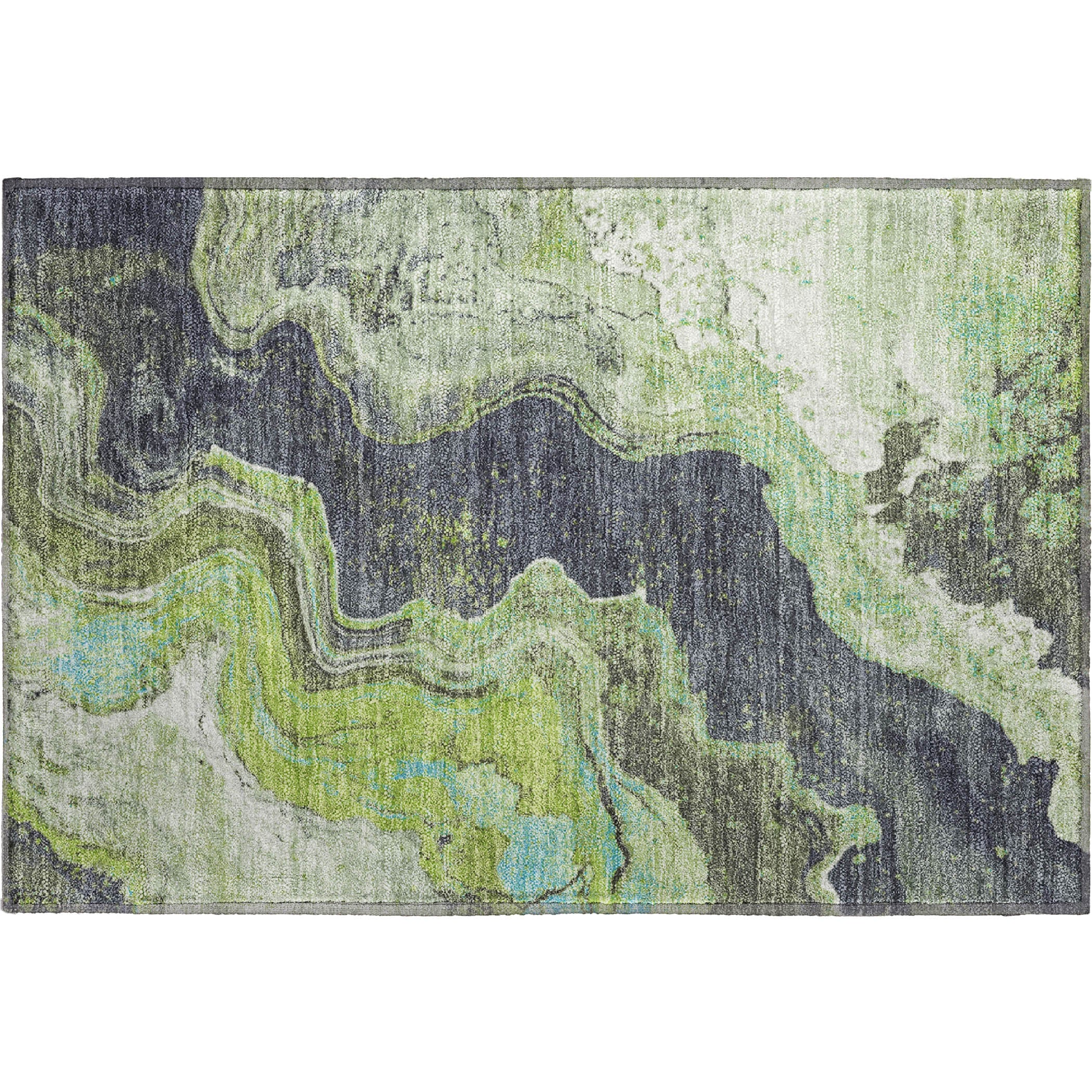 Hoi An Machine Washable Transitional Aloe Green Rug 1'8" x 2'6" #shape_Rectangle