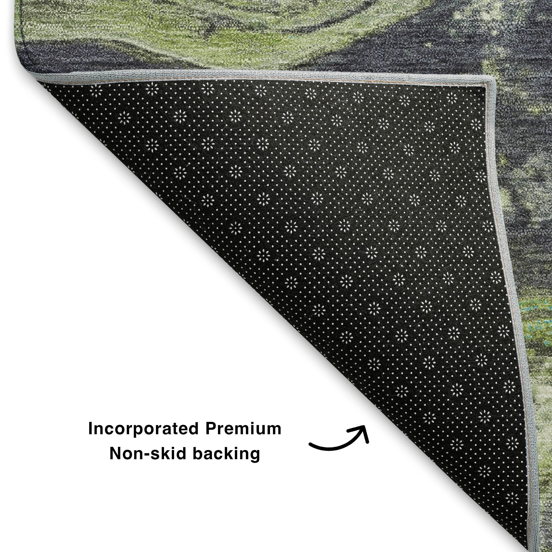 Hoi An Machine Washable Transitional Aloe Green Rug 1'8" x 2'6" #shape_Rectangle