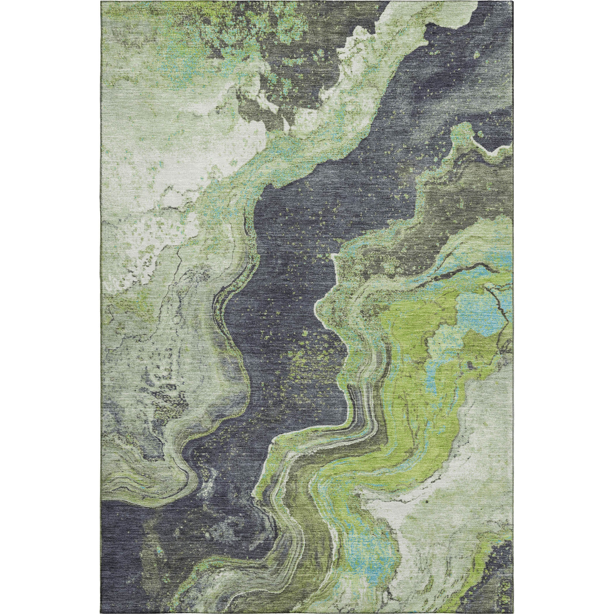 Hoi An Machine Washable Transitional Aloe Green Rug 2'6" x 3'10" #shape_Rectangle