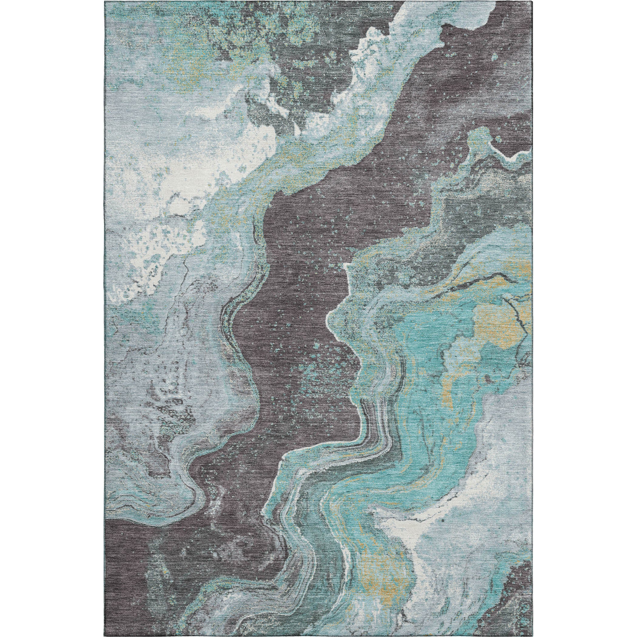 Hoi An Machine Washable Transitional Teal Rug 2'6" x 3'10" #shape_Rectangle