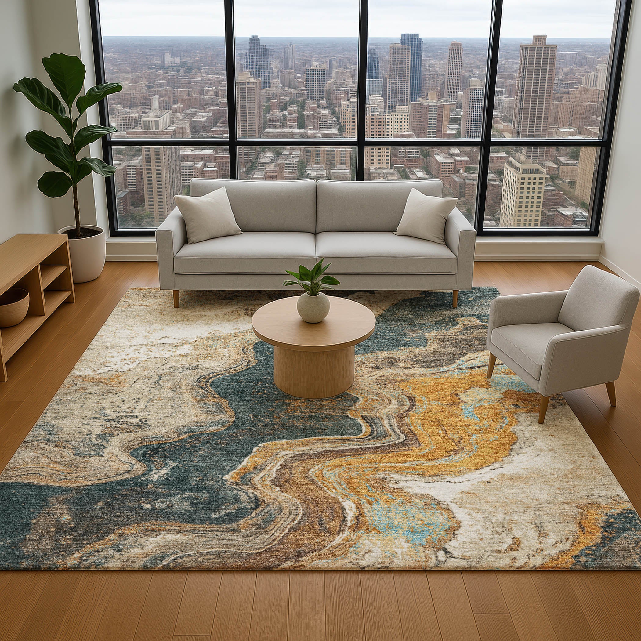 Hoi An Machine Washable Transitional Wheat Gold Rug 2'6" x 3'10" #shape_Rectangle